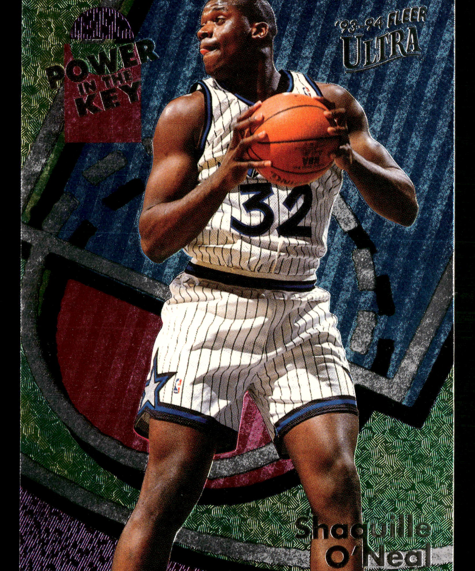 1993-94 Fleer Ultra No.7 Shaquille O'Neal Power in the Key