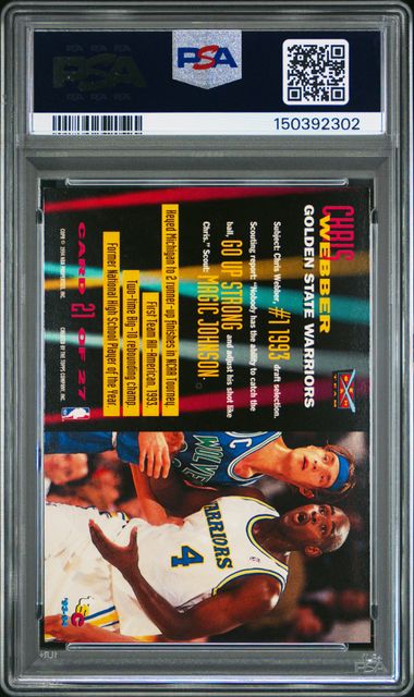 1993 Stadium Club #21 Chris Webber Beam Team PSA 9 - Image 2