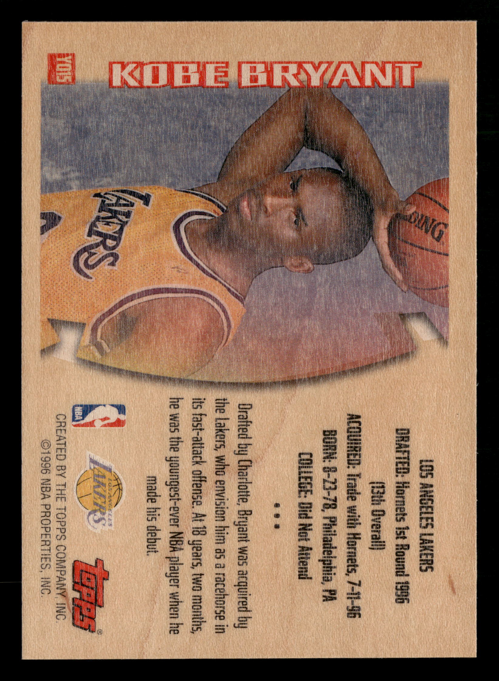 1996-97 Topps #YQ15 Kobe Bryant RC Youthquake - Image 2