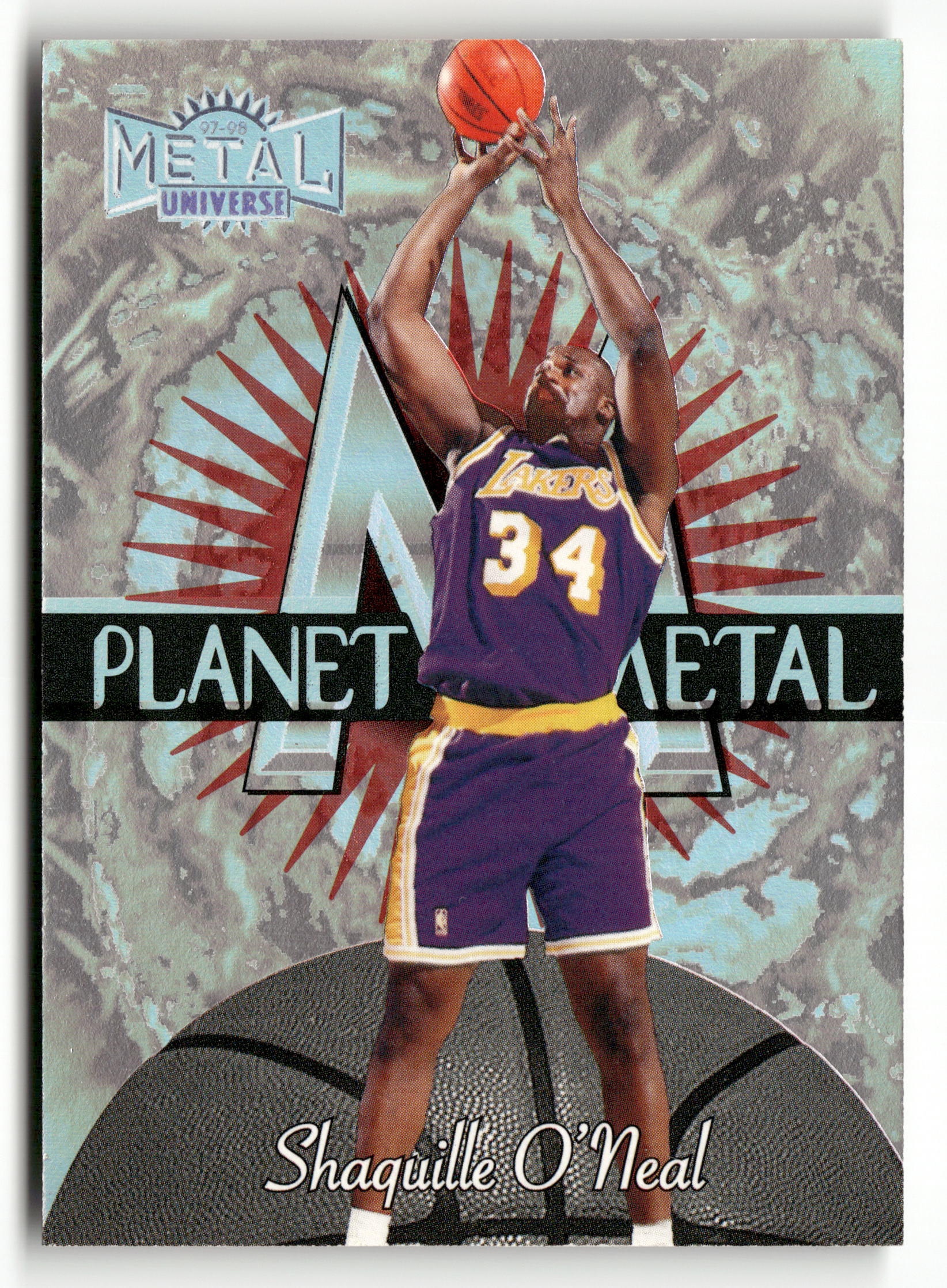 1997 Skybox Metal Unvierse No.4 Shaquille O'Neal Planet Metal