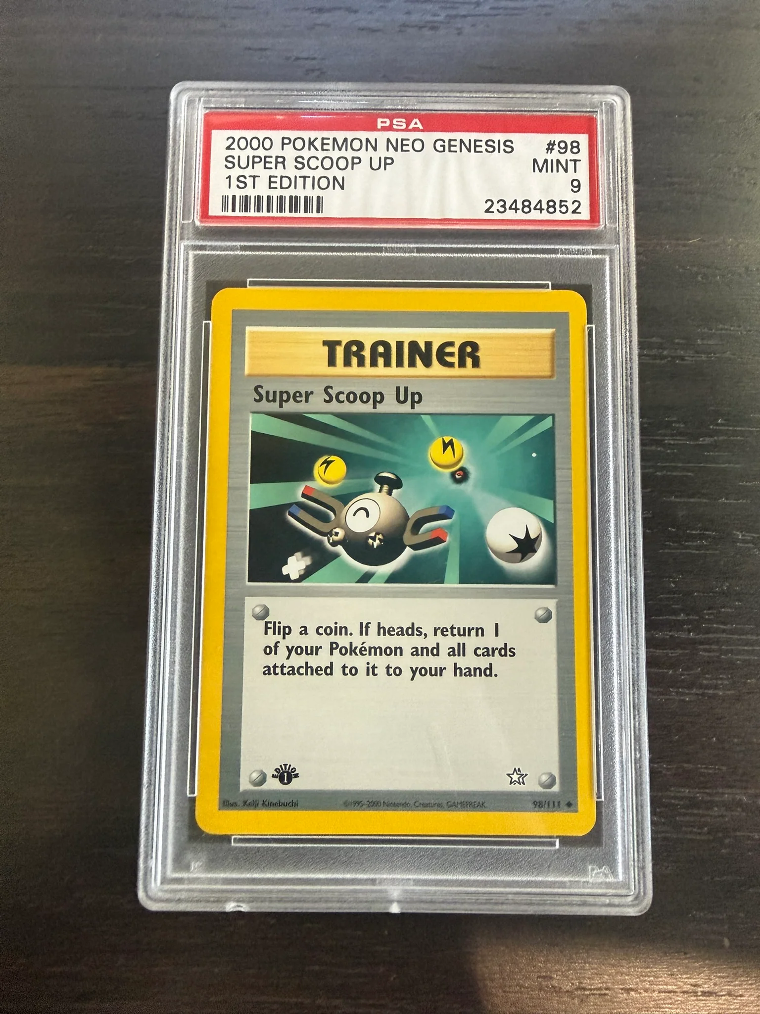 2000 Pokemon Neo Genesis #98 Super Scoop Up 1st Edition PSA 9