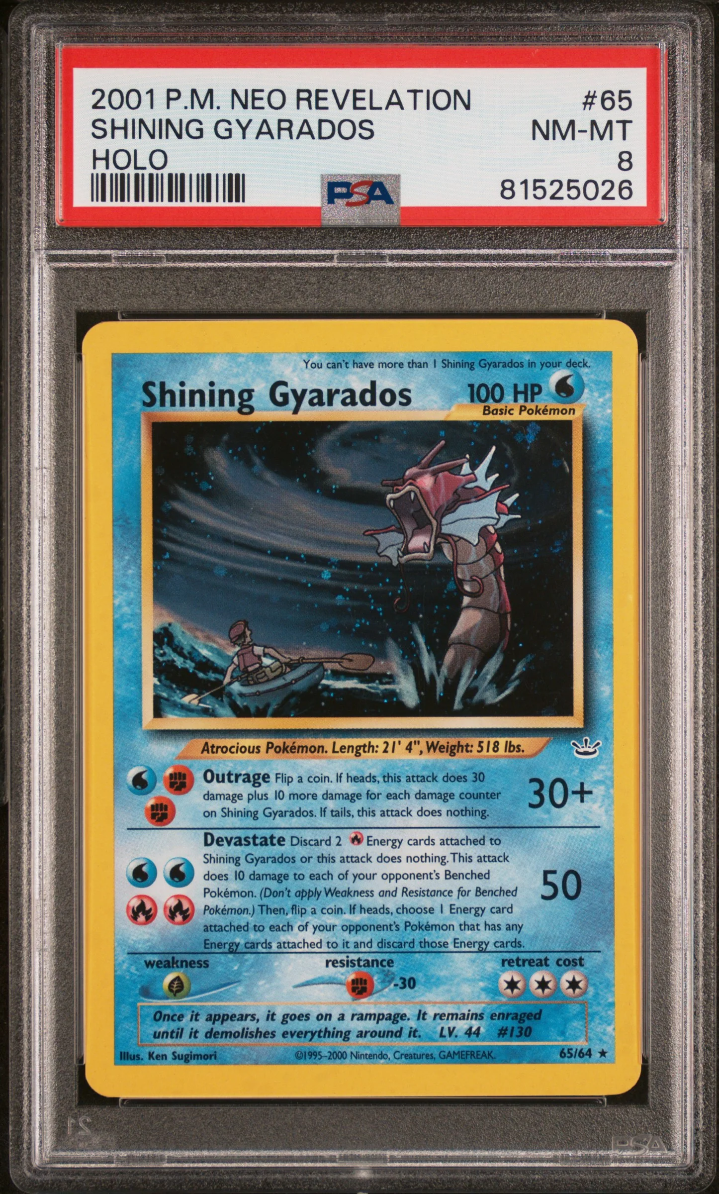 2001 Pokemon Neo Revelation #65 Shining Gyarados-Holo PSA 8