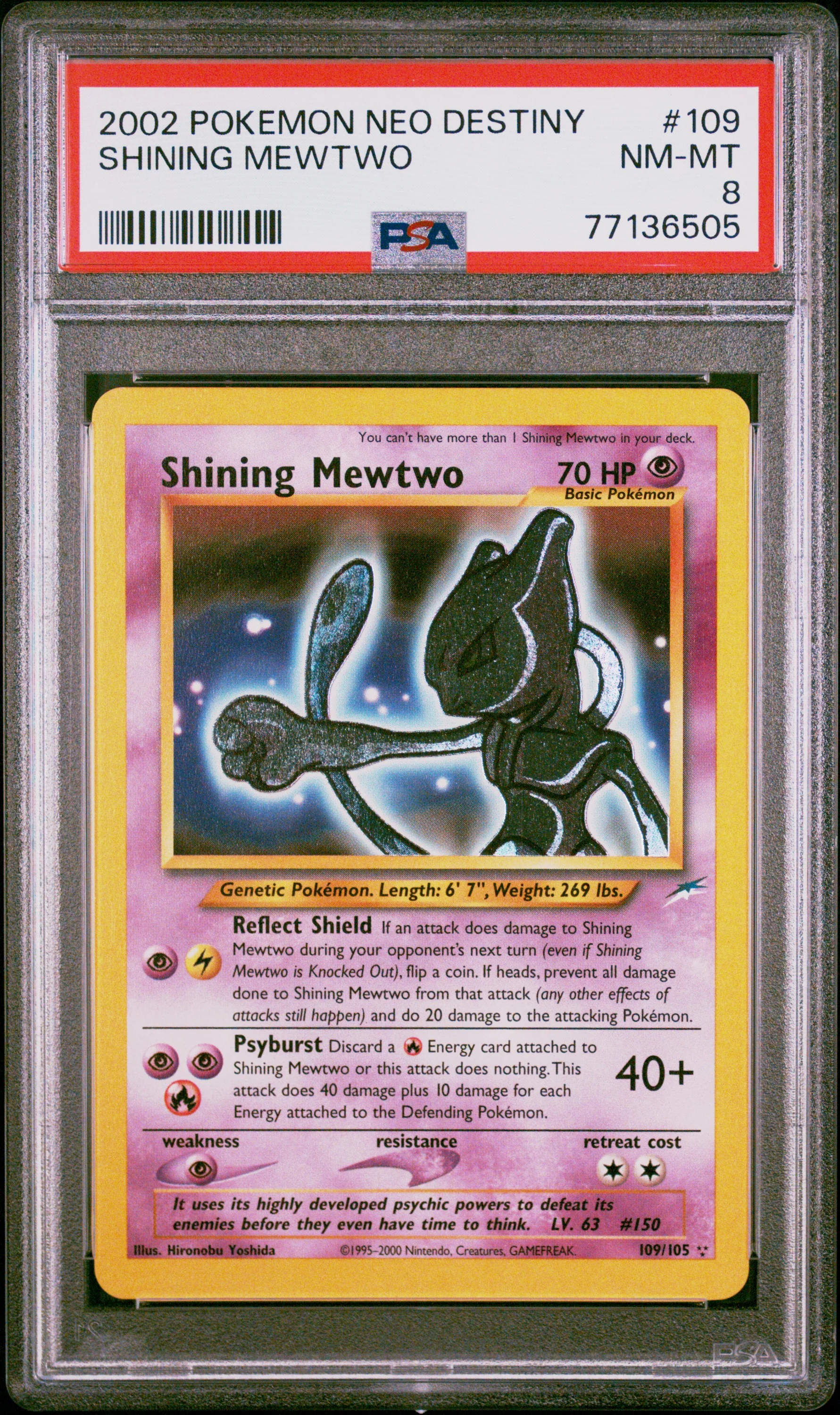2002 Pokemon Neo Destiny #109 Shining Mewtwo PSA 8