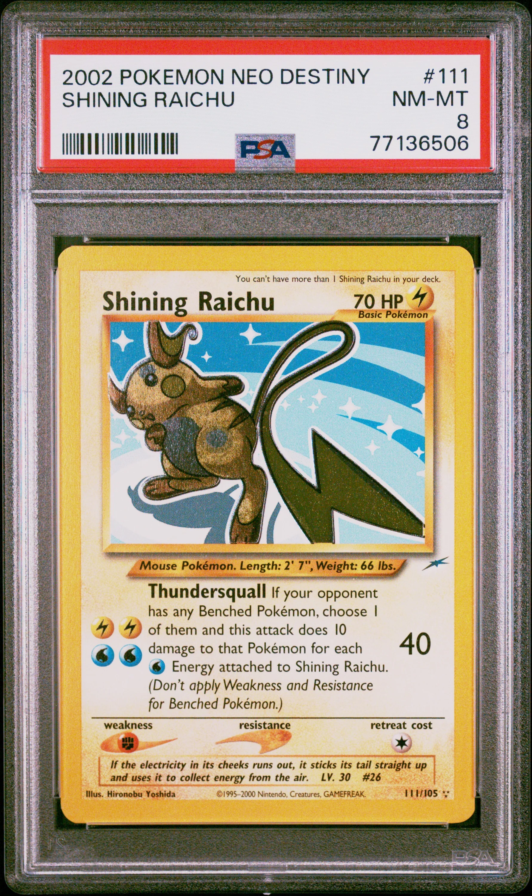 2002 Pokemon Neo Destiny #111 Shining Raichu PSA 8