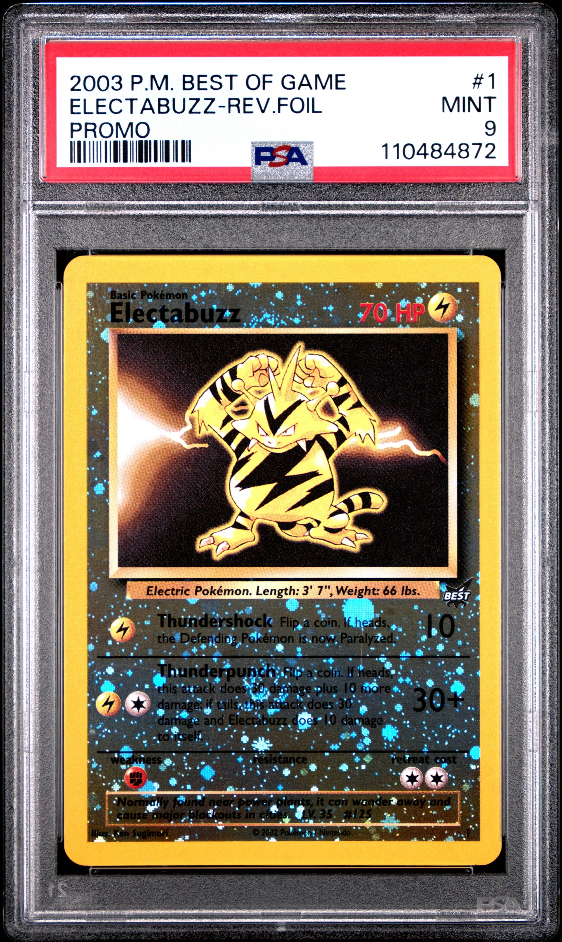 2003 Pokemon Best of Game Promo #1 Electabuzz Reverse Holo PSA 9