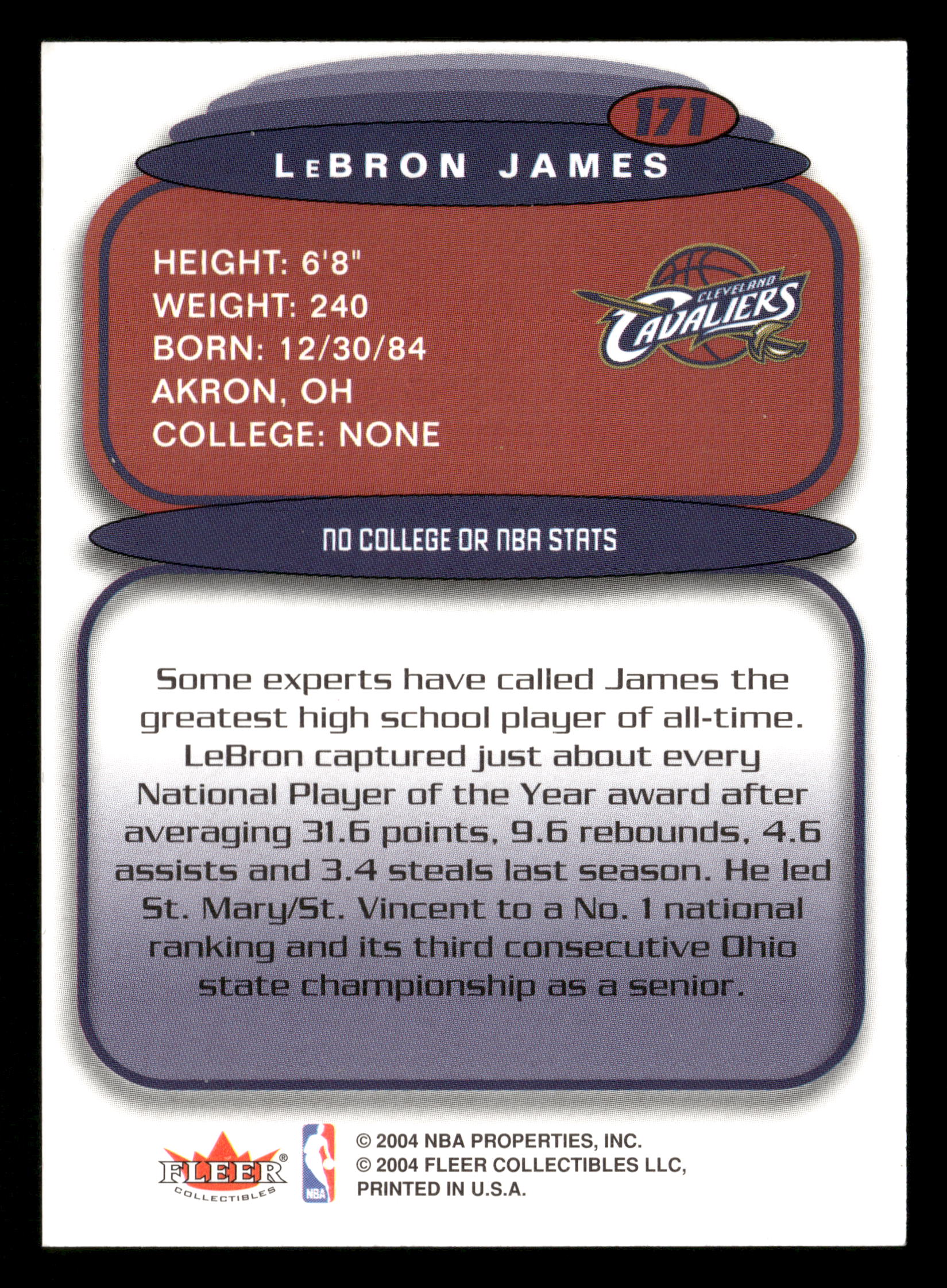 2004 Fleer Ultra No.171 Lebron James - Image 2