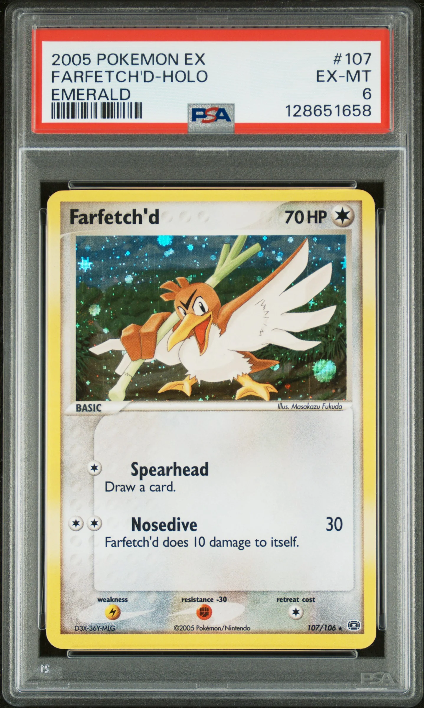 2005 Pokemon Ex Emerald #107 Farfetch'D-Holo Emerald PSA 6