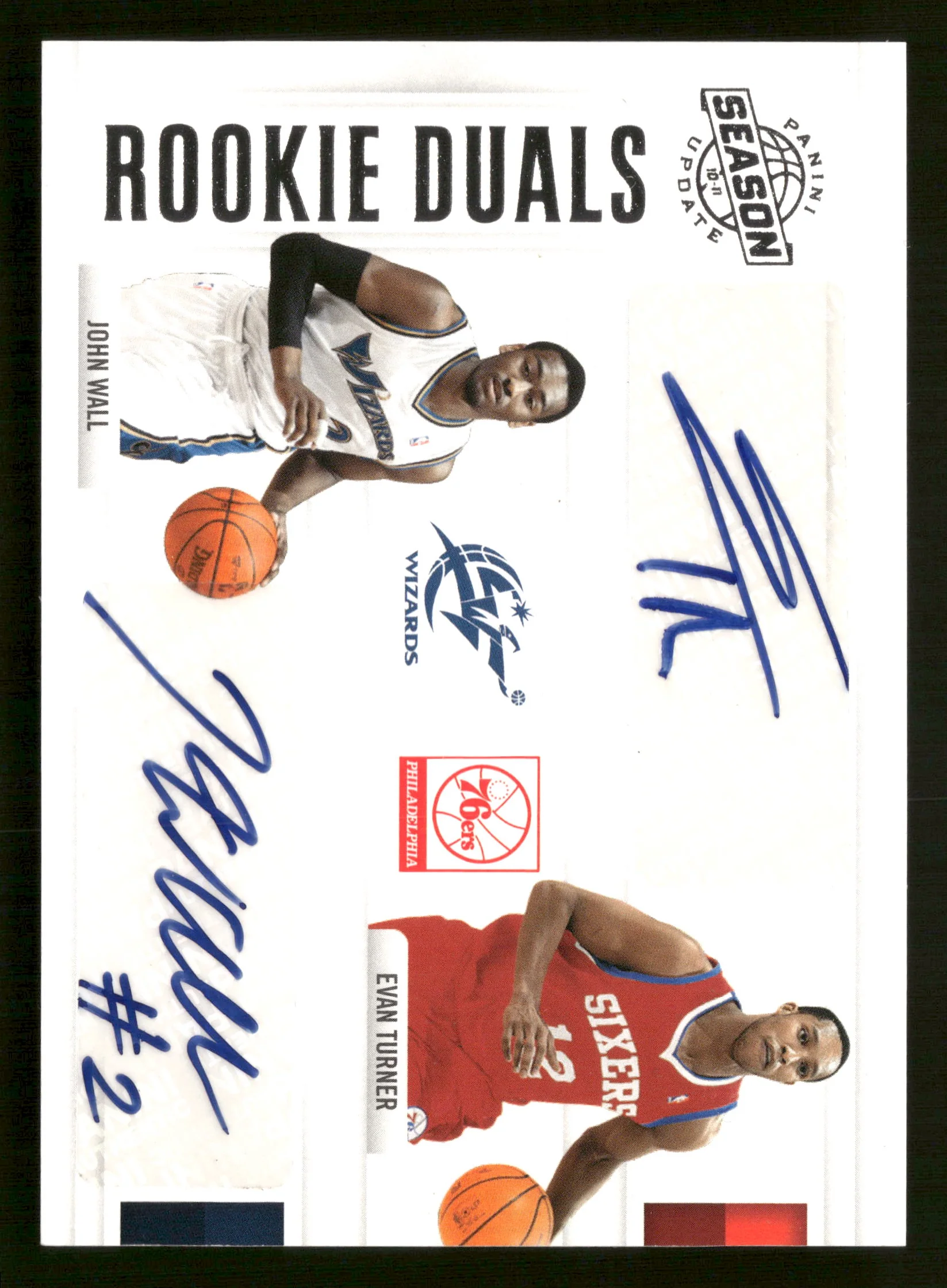 2010-11 Panini Season Update #2 Rookie Dual John Wall & Evan Turner Auto's /10