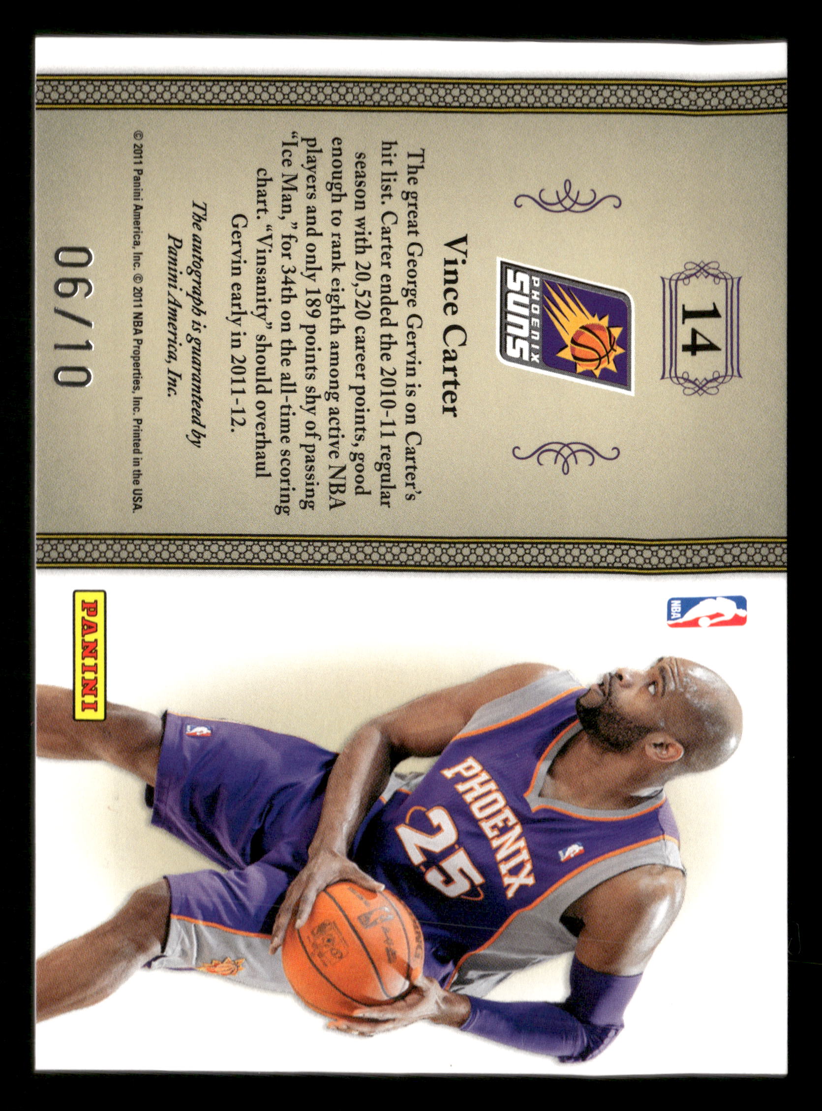 2010-11 Playoff NT #14 Vince Carter Signature Patches NBA Team Logo #/10 - Image 2
