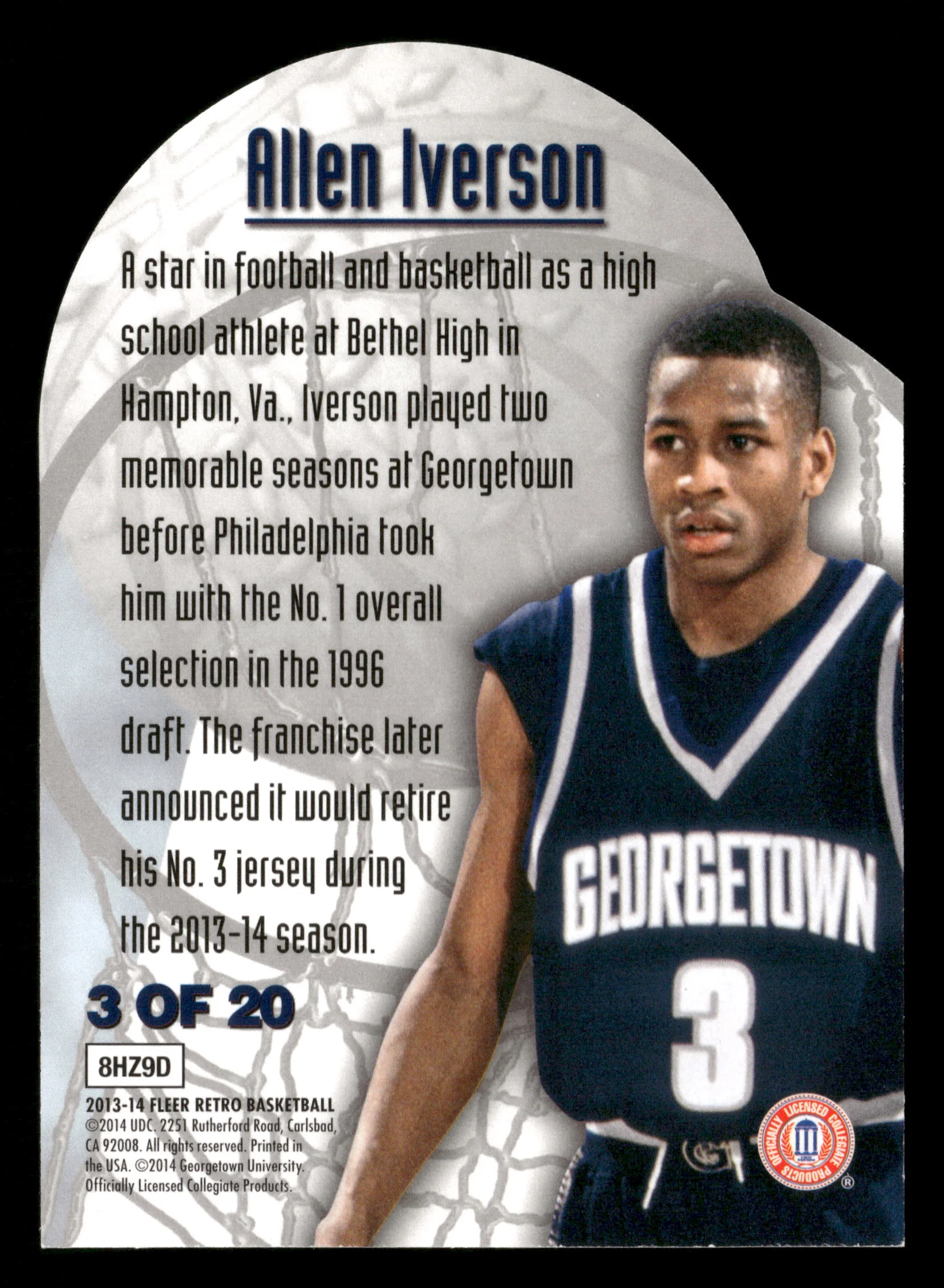 2013-14 Fleer Retro #8HZ9D Allen Iverson Maximum Metal Die Cut /20 - Image 2