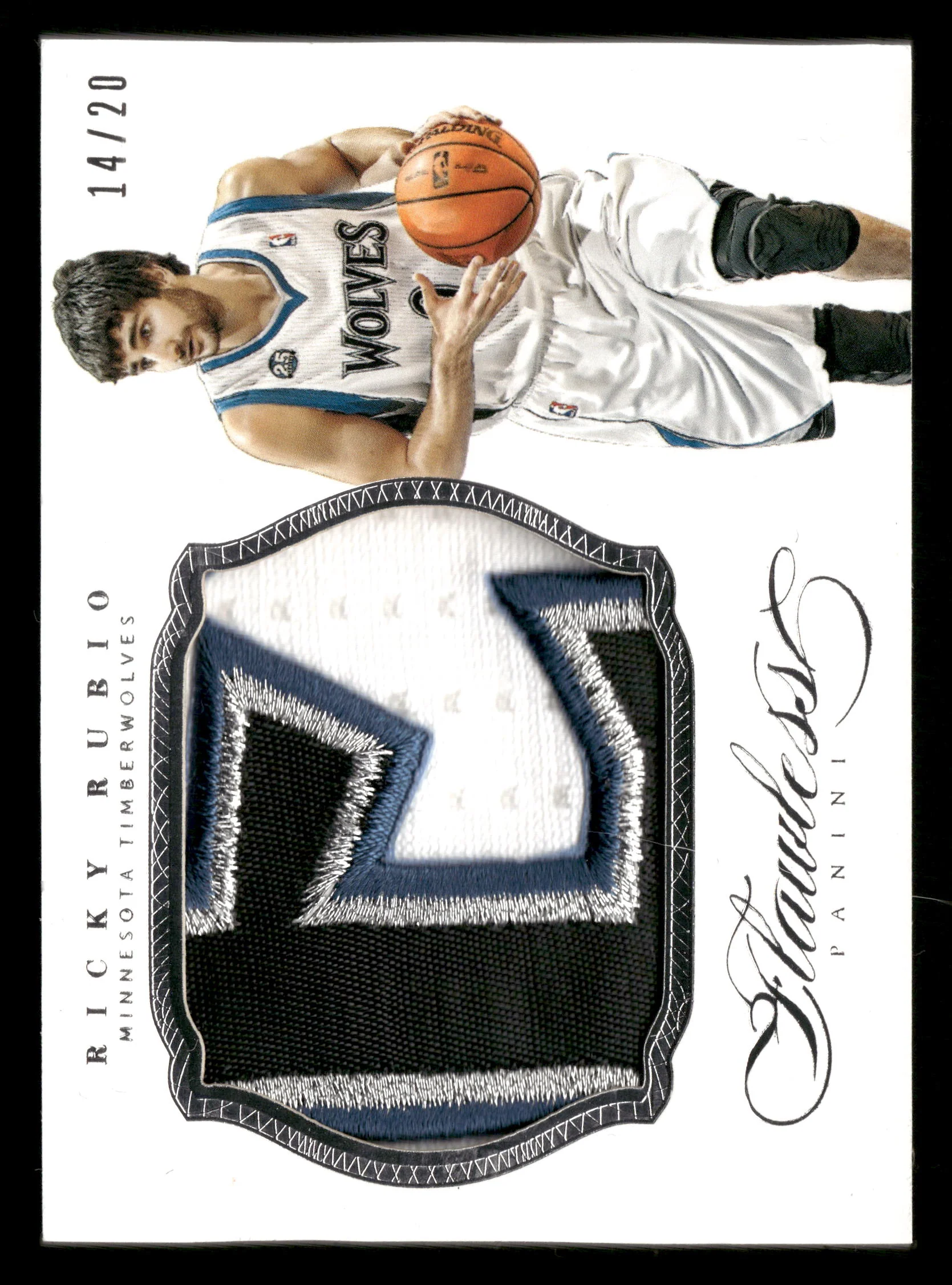 2013-14 PANINI FLAWLESS #11 Ricky Rubio GAME-USED PATCH 14/20