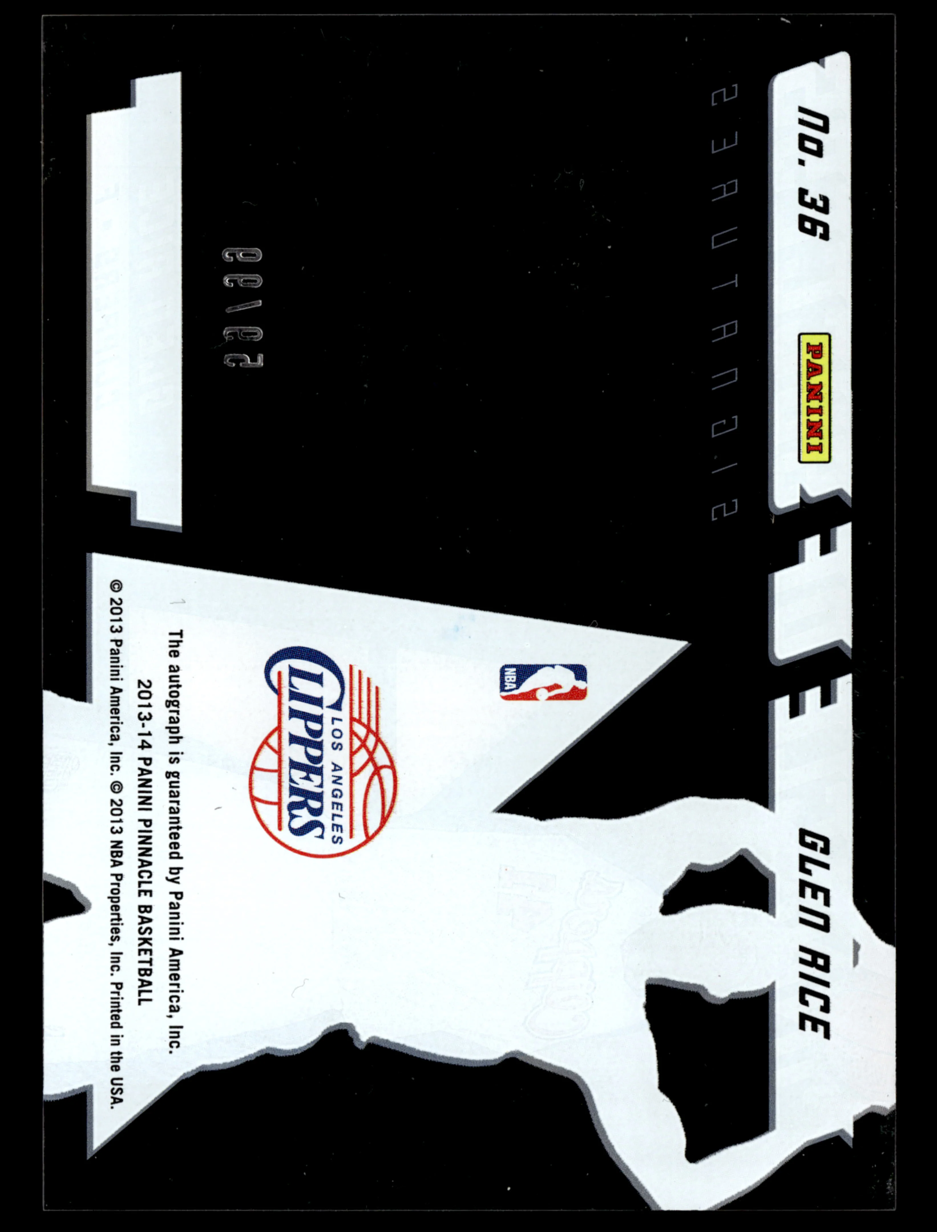 2013-14 Pinnacle #36 Glen Rice Pinnacle of Success Autographs #/99 - Image 2