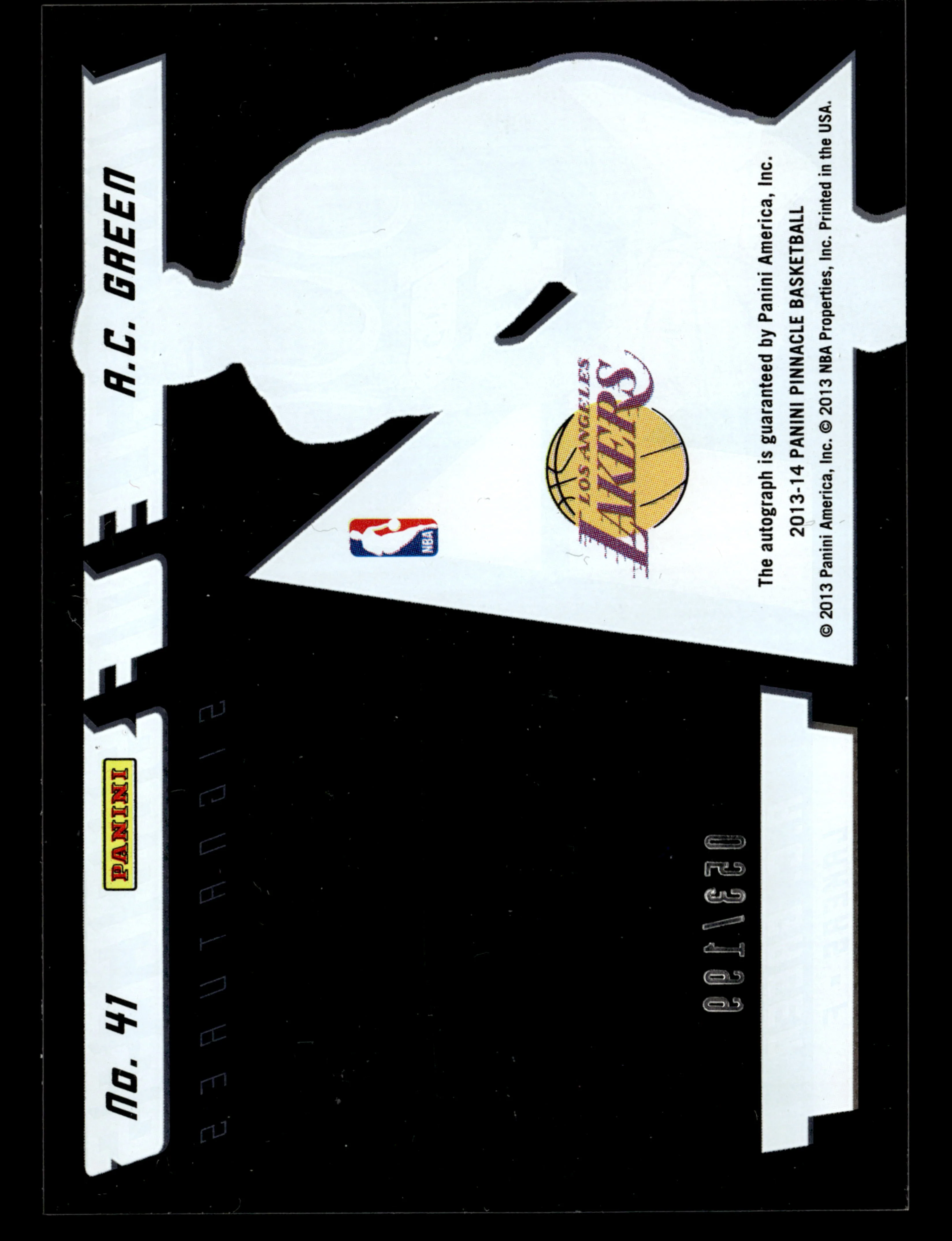 2013-14 Pinnacle #41 A.C. Green Pinnacle of Success Autographs #/199 - Image 2