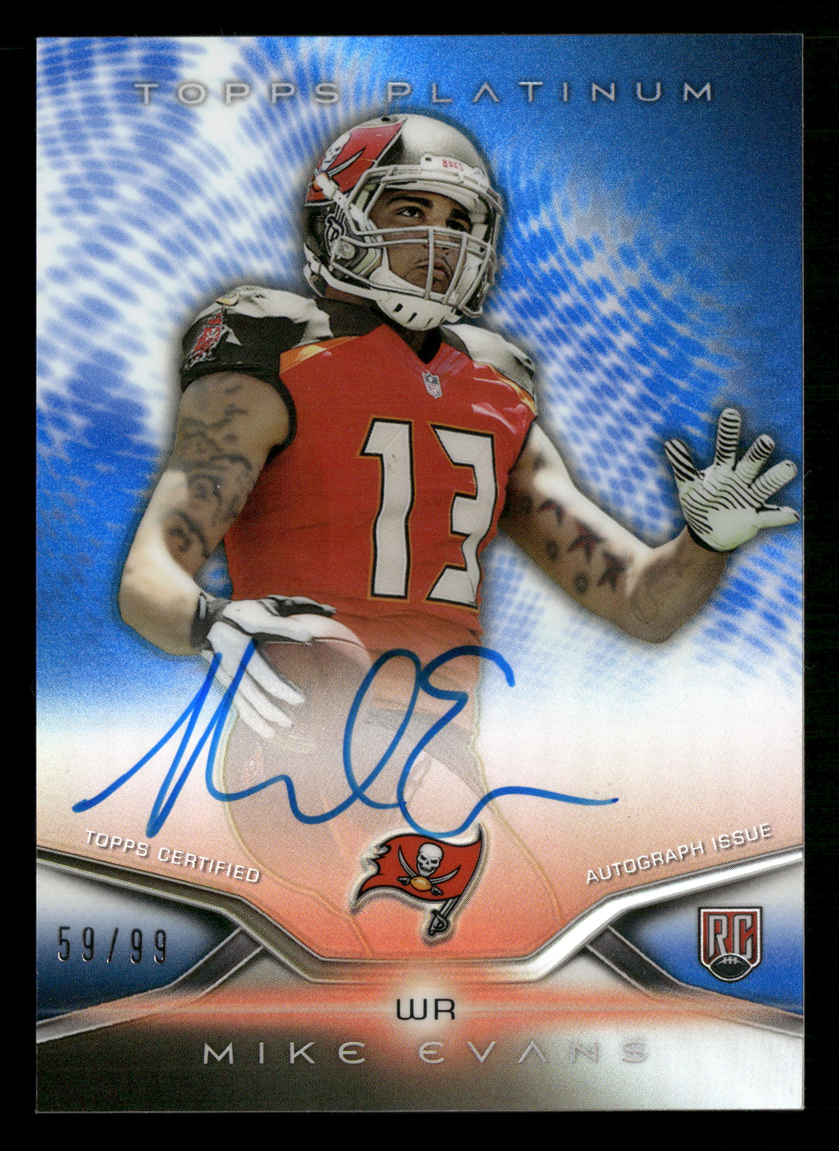 2014 Topps Platinum #52 Mike Evans Autographs Blue Refractors #/99