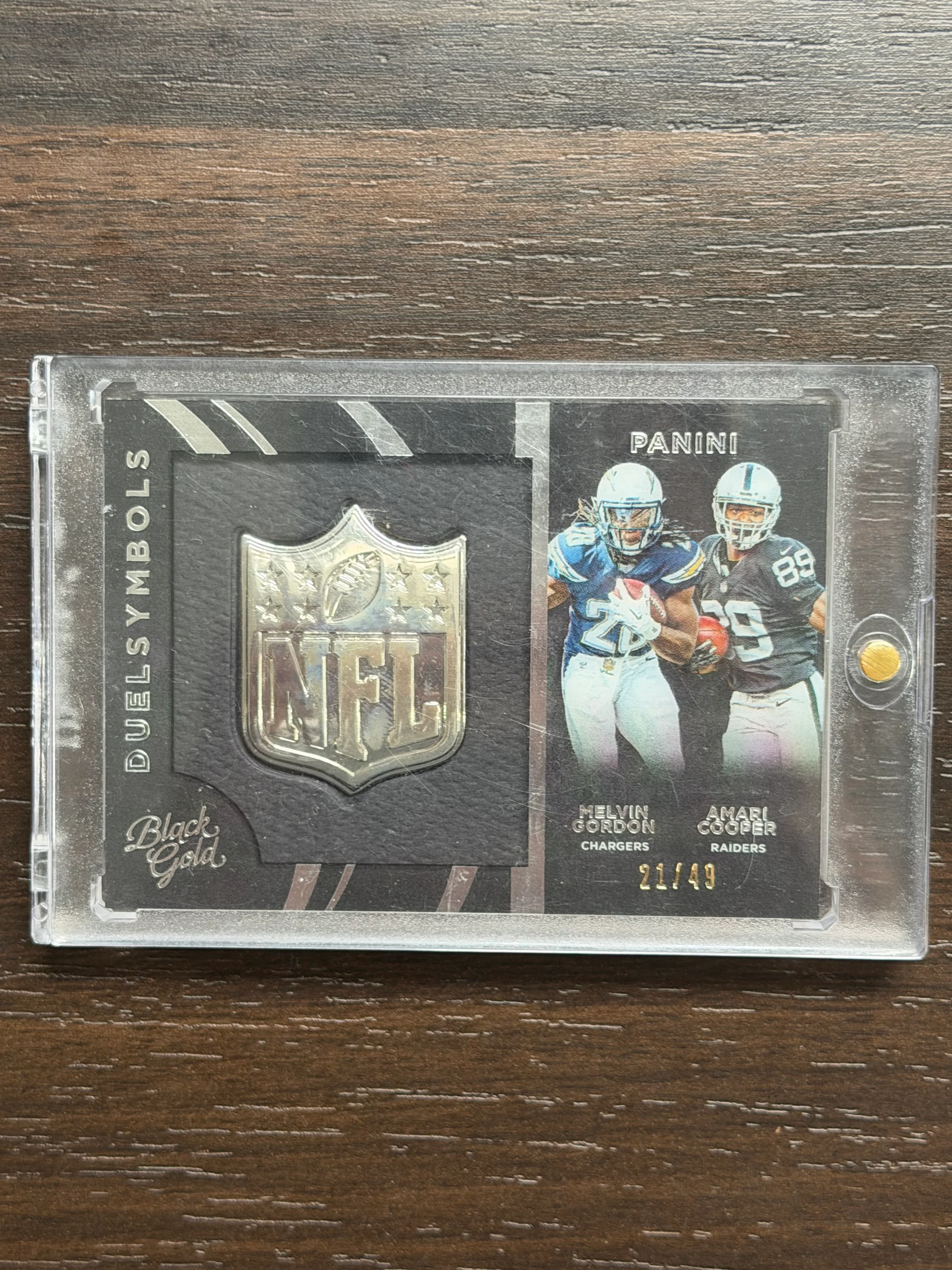 2015 Panini Black Gold Duel Symbols #DTS-14 Melvin Gordon Amari Cooper /49 Silver Shield