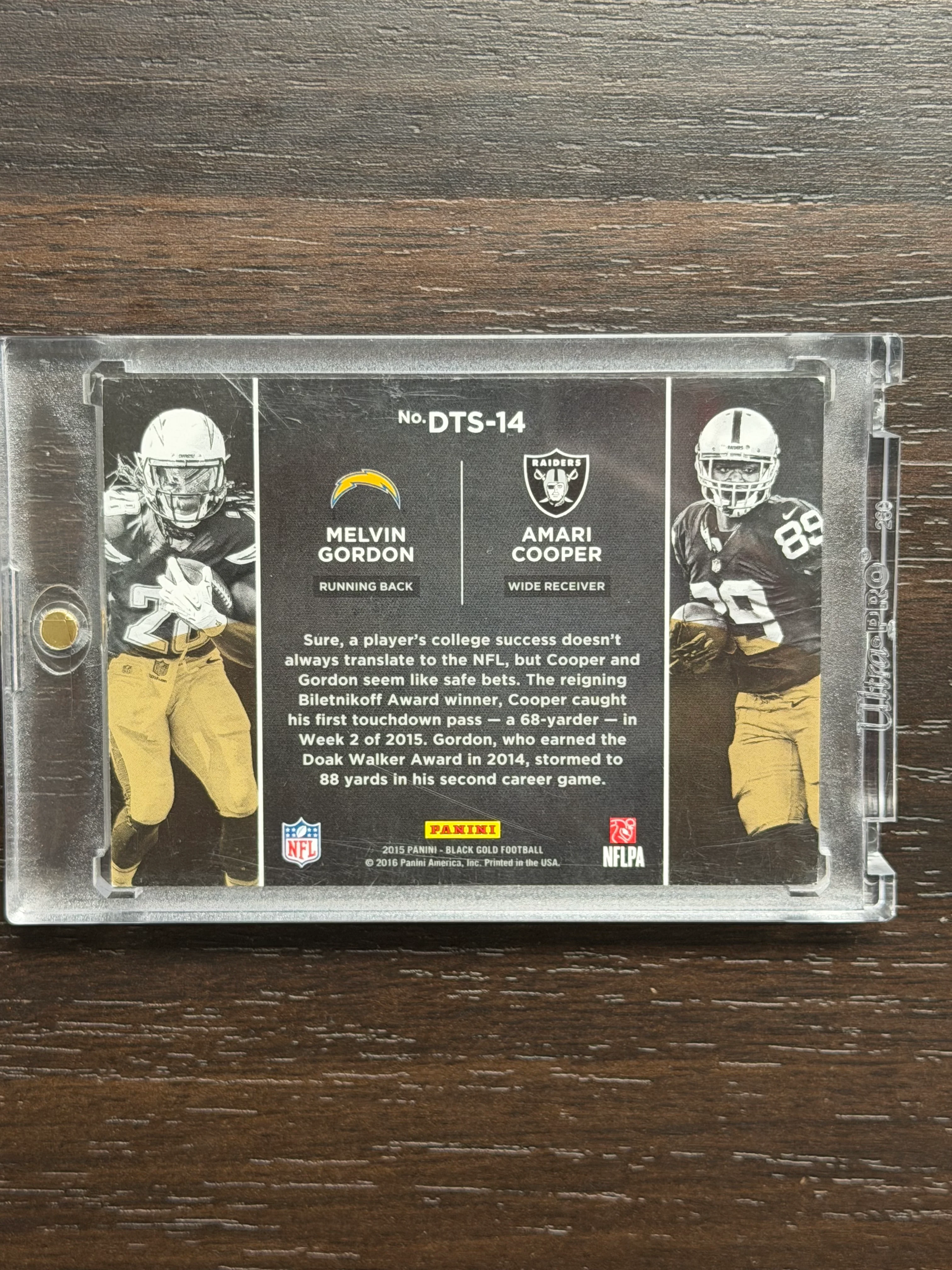 2015 Panini Black Gold Duel Symbols #DTS-14 Melvin Gordon Amari Cooper /49 Silver Shield - Image 2