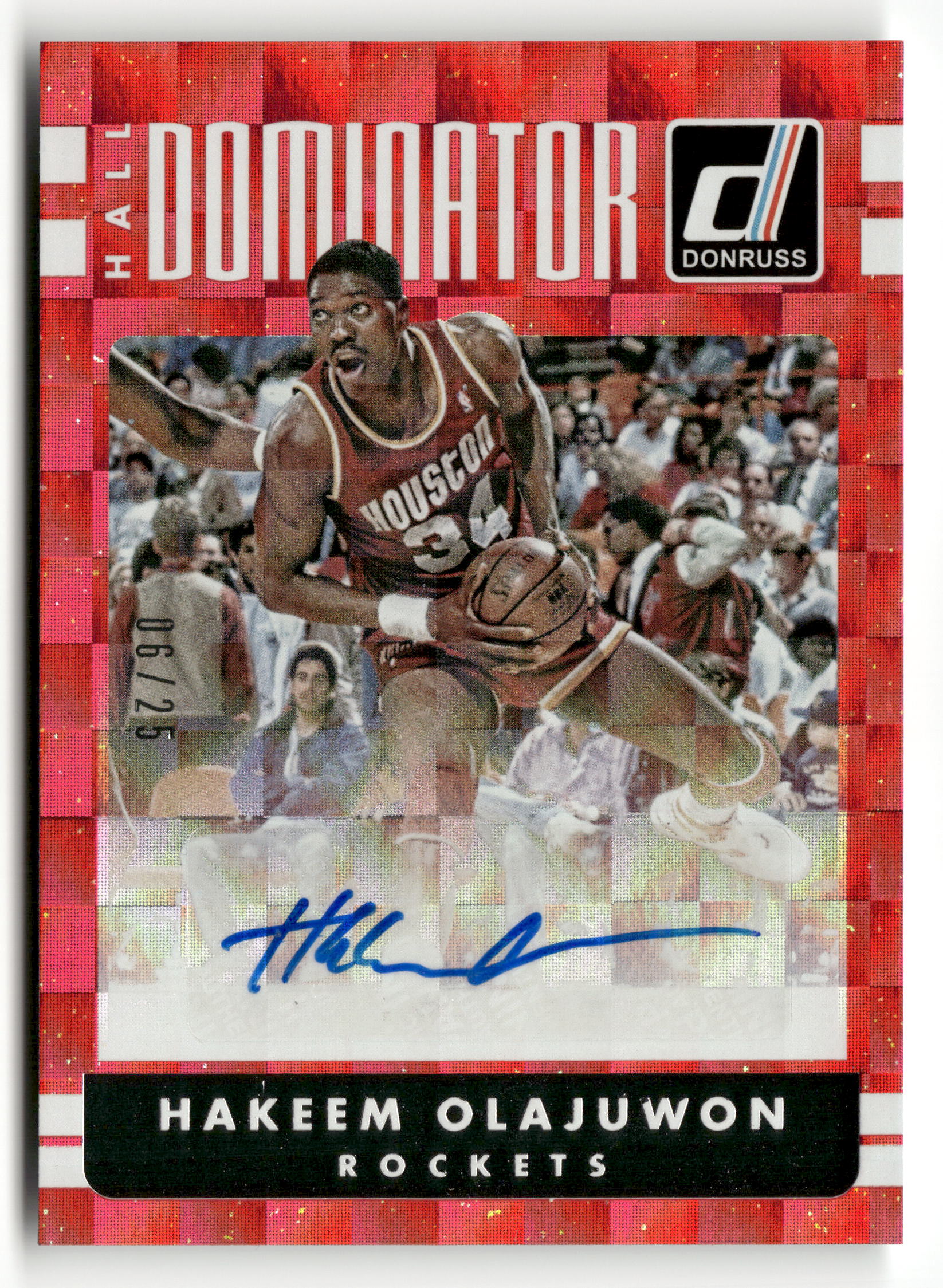 2016/17 Panini Donruss No.17 Hakeem Olajuwon Hall Dominator Auto /25