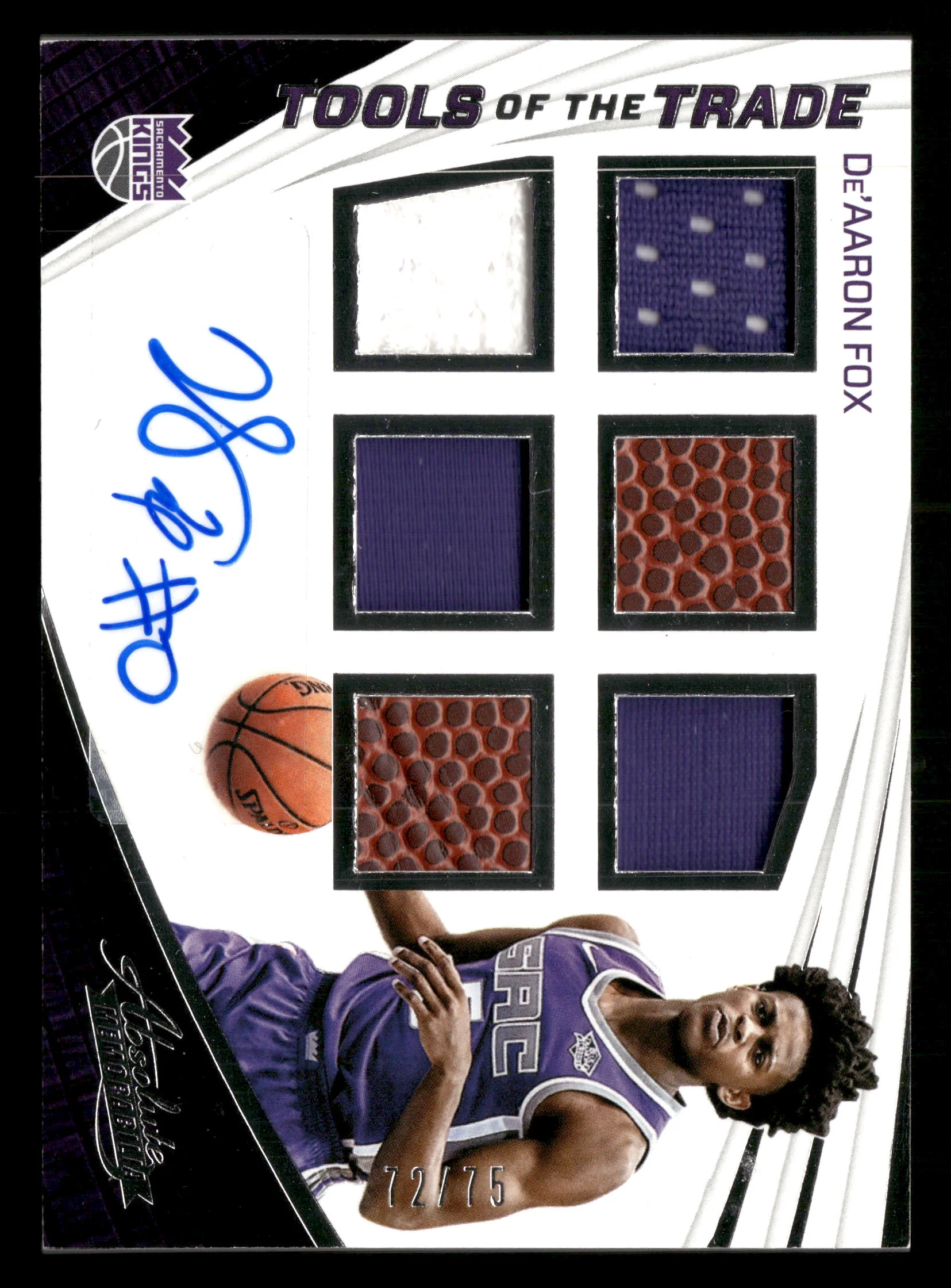 2017-18 Absolute #TT6-DF De'Aaron Fox Tools of the Trade Six Swatch Auto #/75