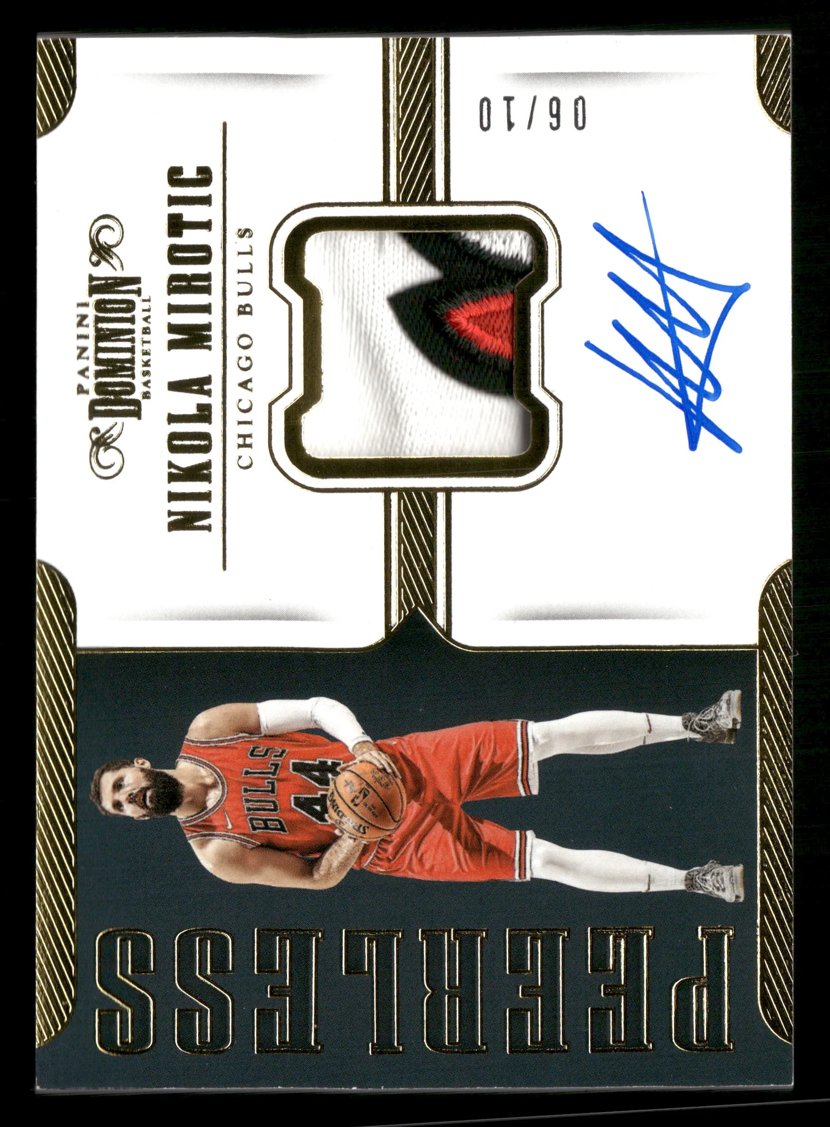 2017-18 Dominion #PJ-NMK Nikola Mirotic Peerless Jersey Autographs Gold #/10