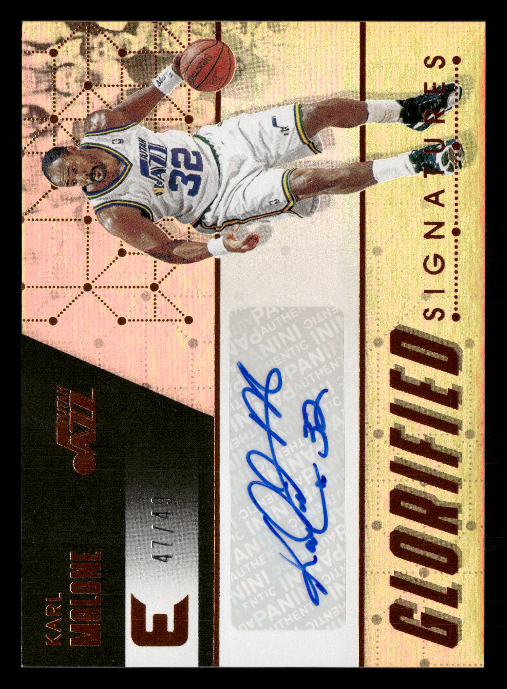 2017-18 Panini Essentials Basketball No.GS-KML Karl Malone Glorified Signatures Auto /49
