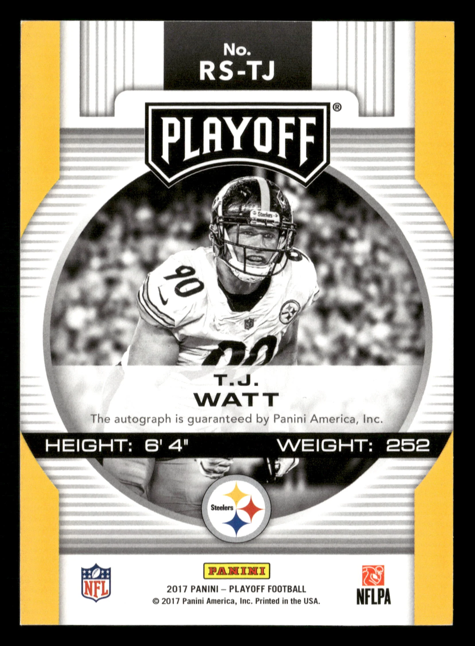 2017 Panini Playoff #RS-TJ T.J. Watt Rookie Signatures #/199 - Image 2