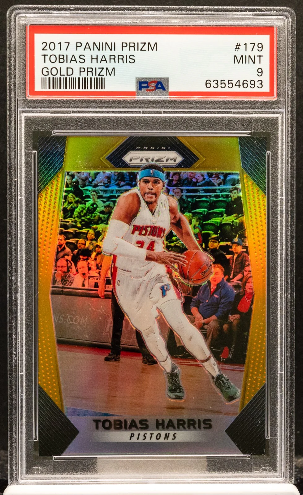 2017 Panini Prizm #179 Tobias Harris Gold Prizm 06/10 PSA 9