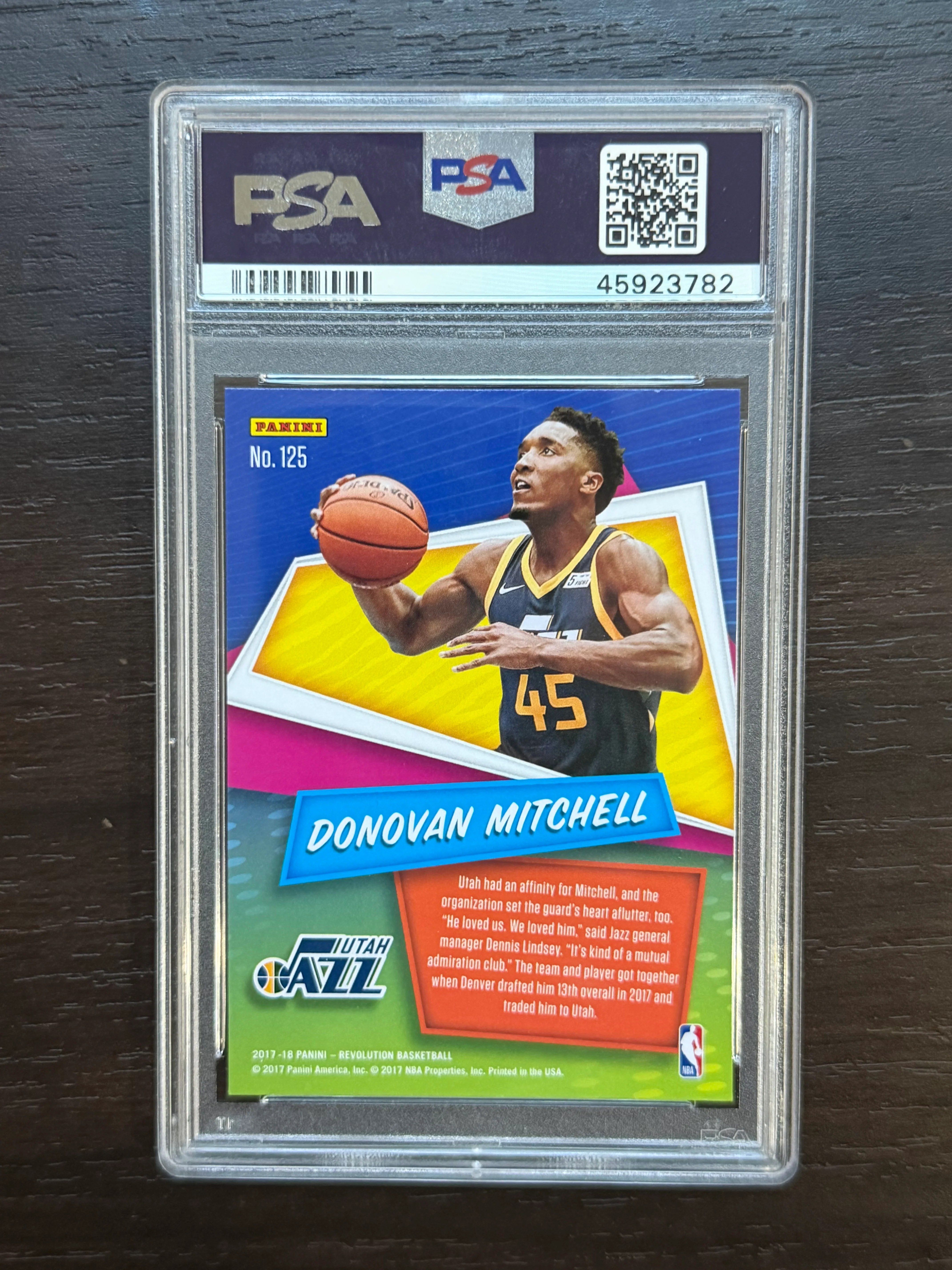 2017 Panini Revolution #125 Donovan Mitchell PSA 9 - Image 2