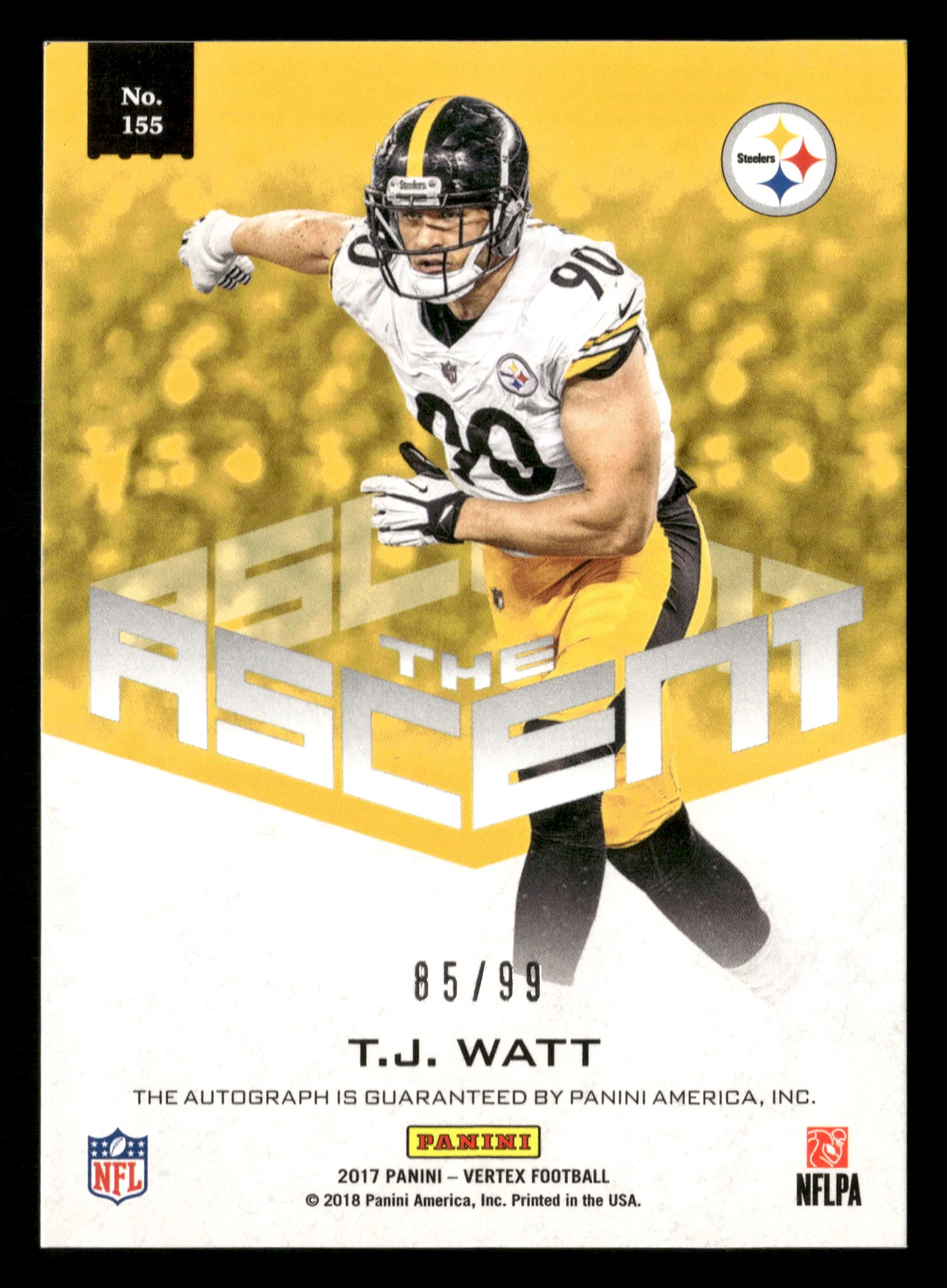 2017 Panini Vertex #155 T.J. Watt #/99 - Image 2