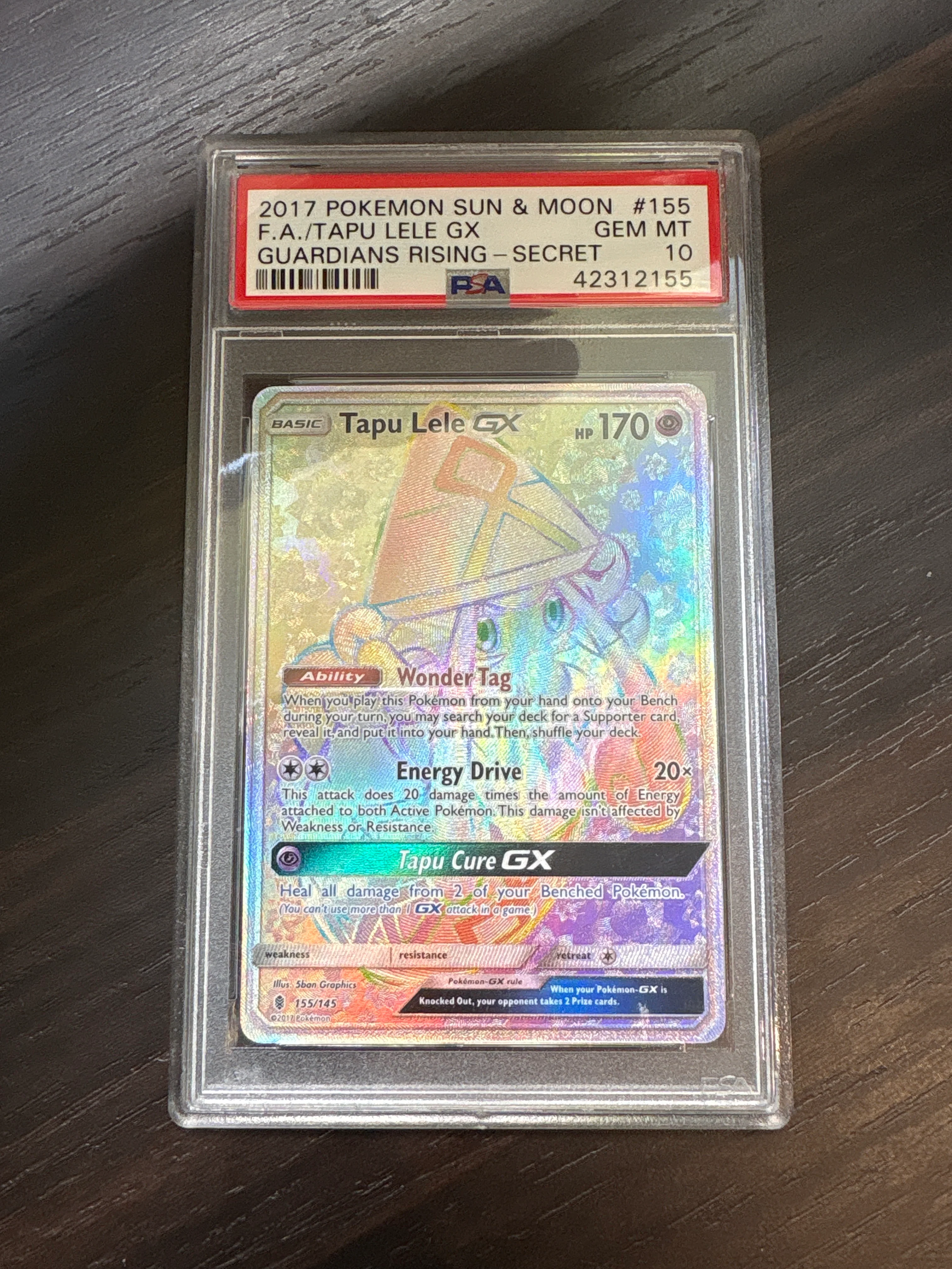2017 Pokemon Guardians Rising 155/145 Tapu Lele GX PSA 10