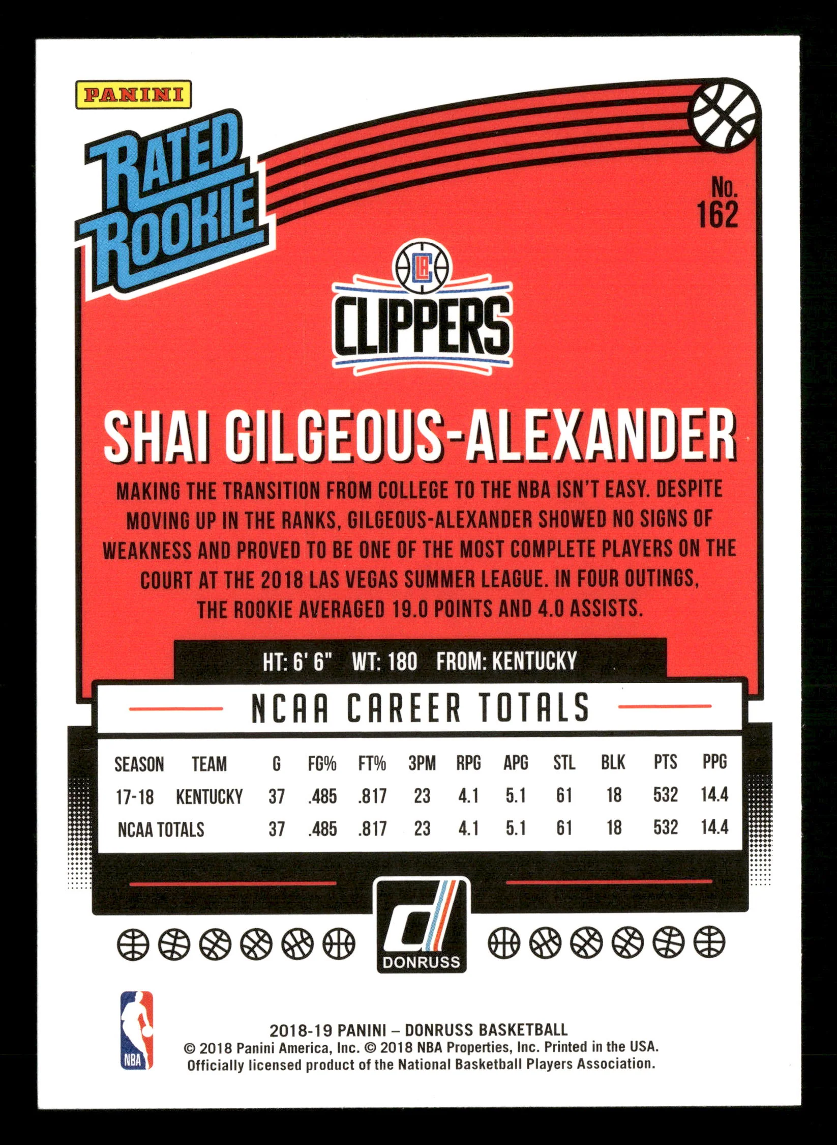 2018-19 Donruss #162 Shai Gilgeous-Alexander Green Flood - Image 2