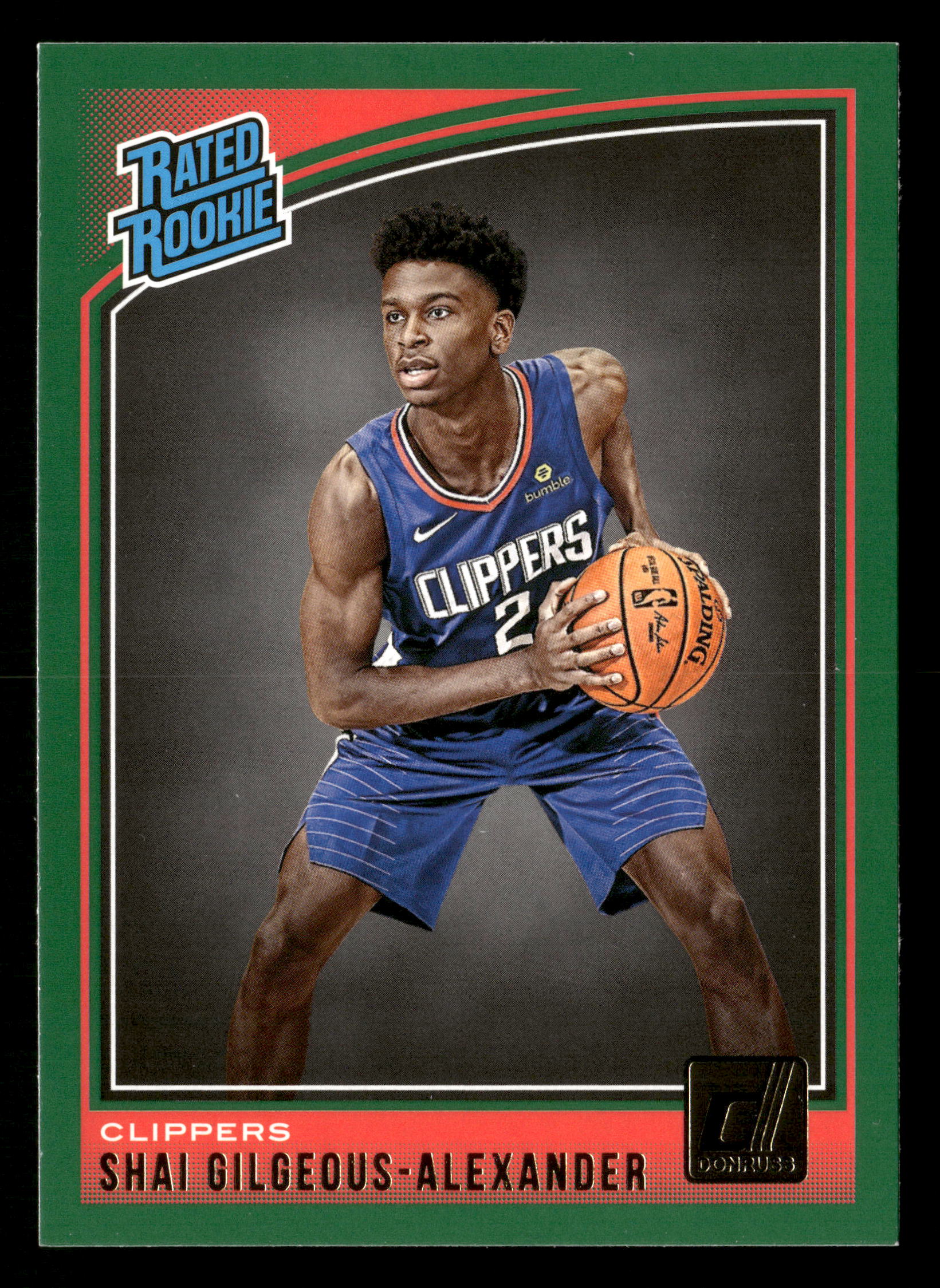 2018-19 Donruss #162 Shai Gilgeous-Alexander Green Flood - Image 3