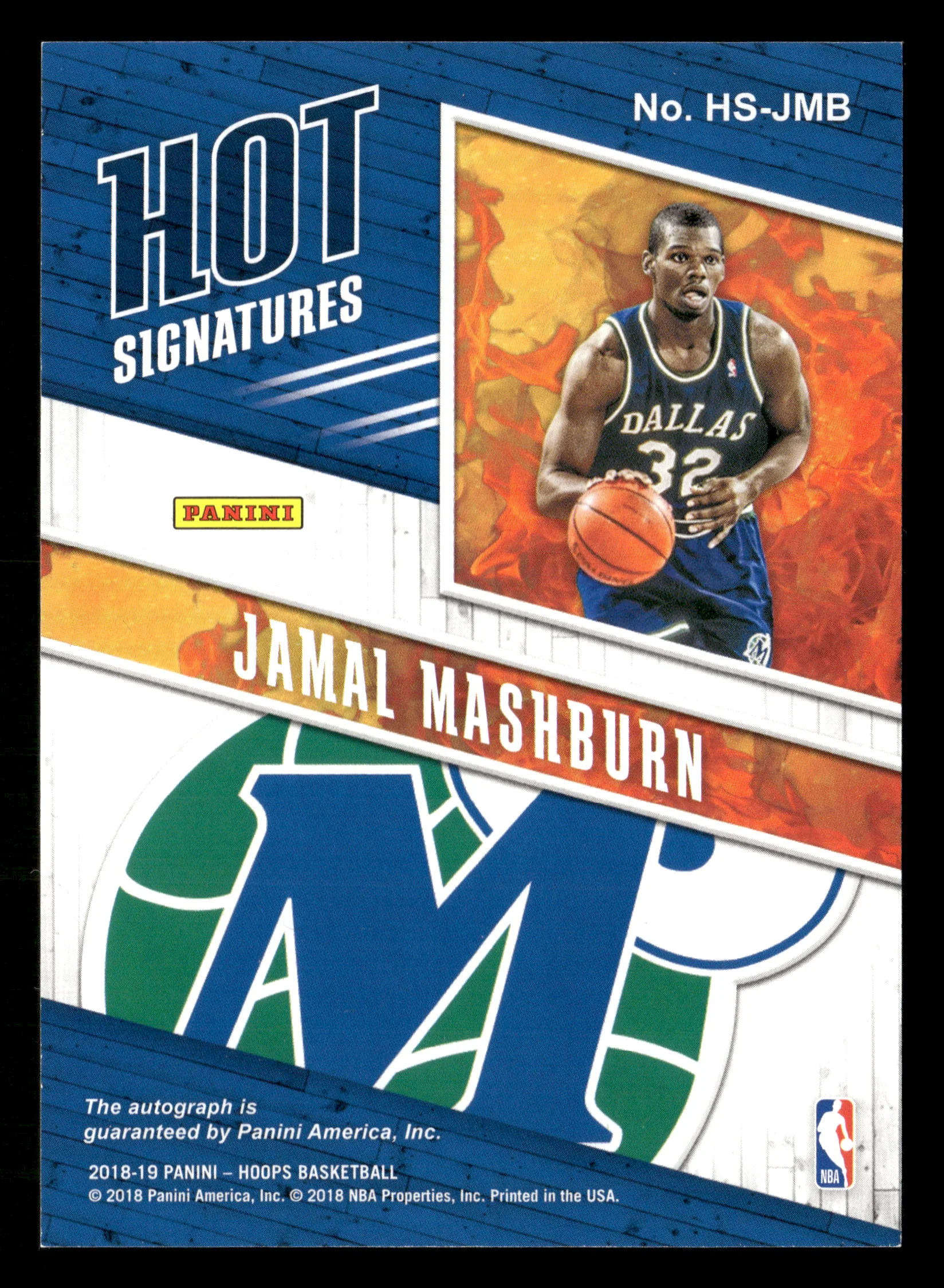 2018-19 Hoops #HS-JMB Jamal Mashburn Hot Signatures - Image 2