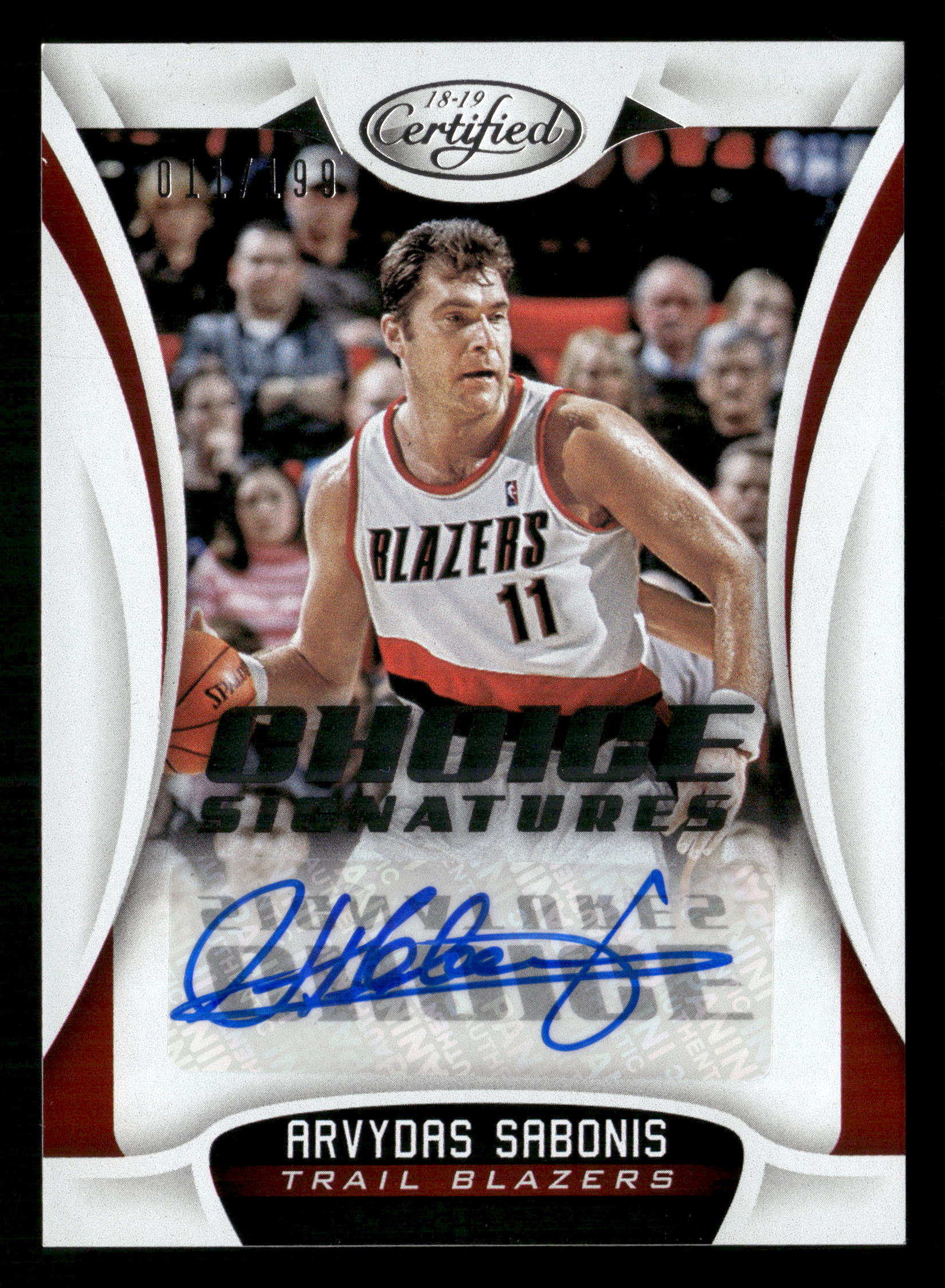 2018-19 Panini Certified #CS-ASB Arvydas Sabonis Choice Signatures #/199