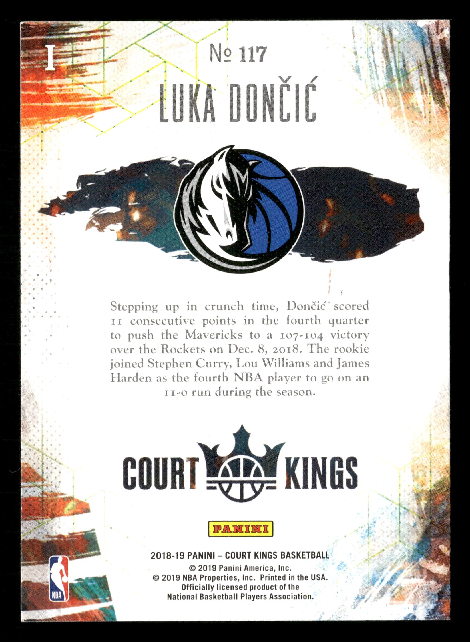 2018-19 Panini Court Kings Level 1 #117 Luka Doncic International RC - Image 2