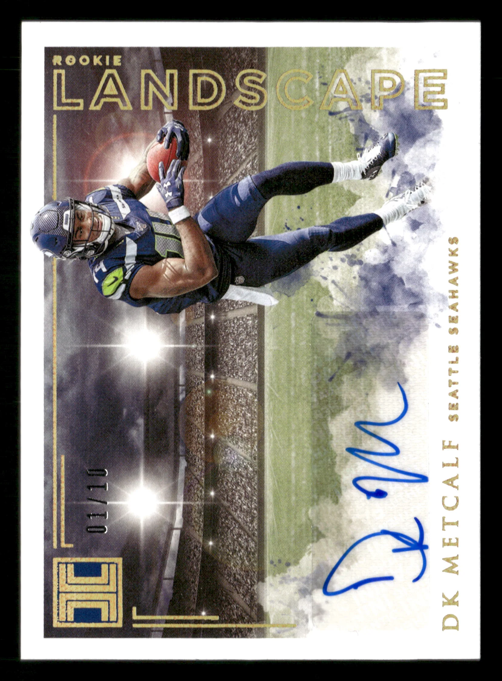 2019 Panini Impeccable #RL11 DK Metcalf Rookie Landscape Gold #/10 - Image 3