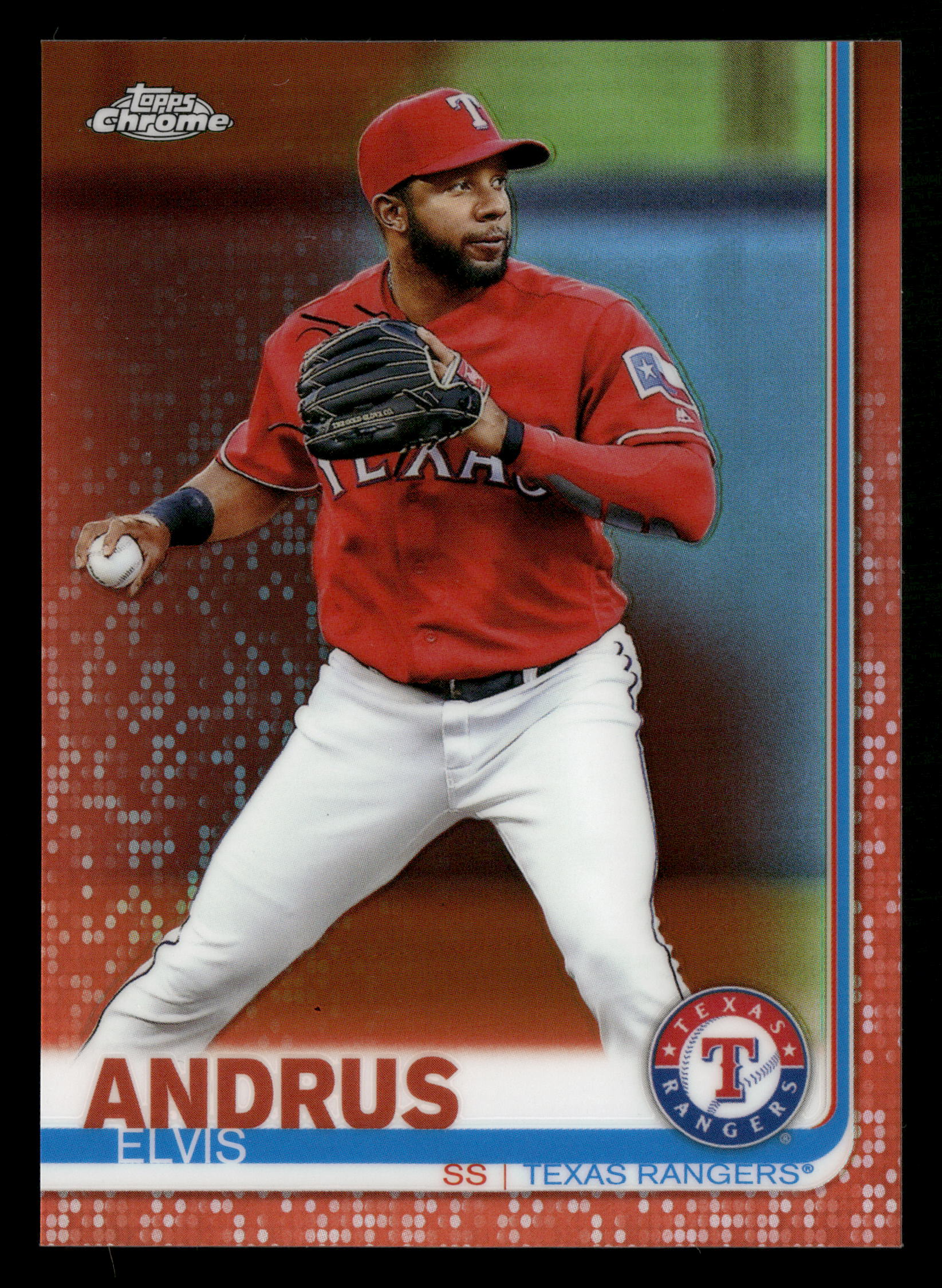 2019 Topps Chrome #157 Elvis Andrus Orange Refractor #/25