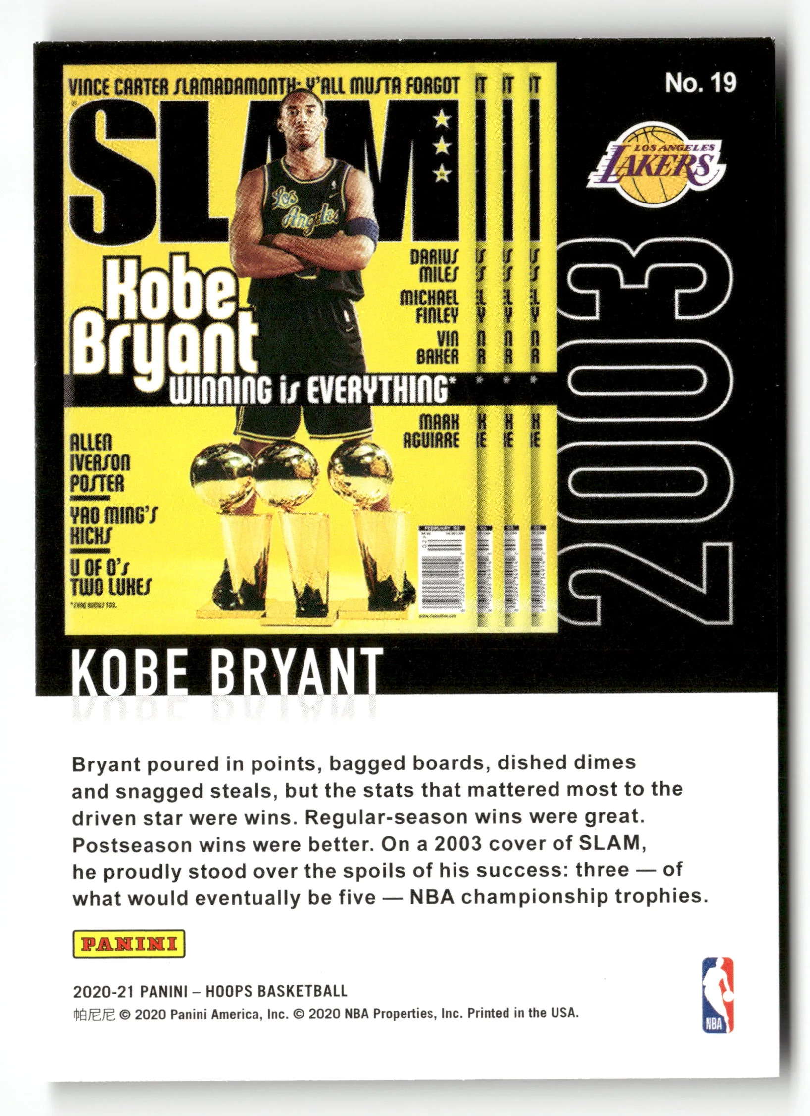 2020-21 Hoops #19 Kobe Bryant Slam - Image 2