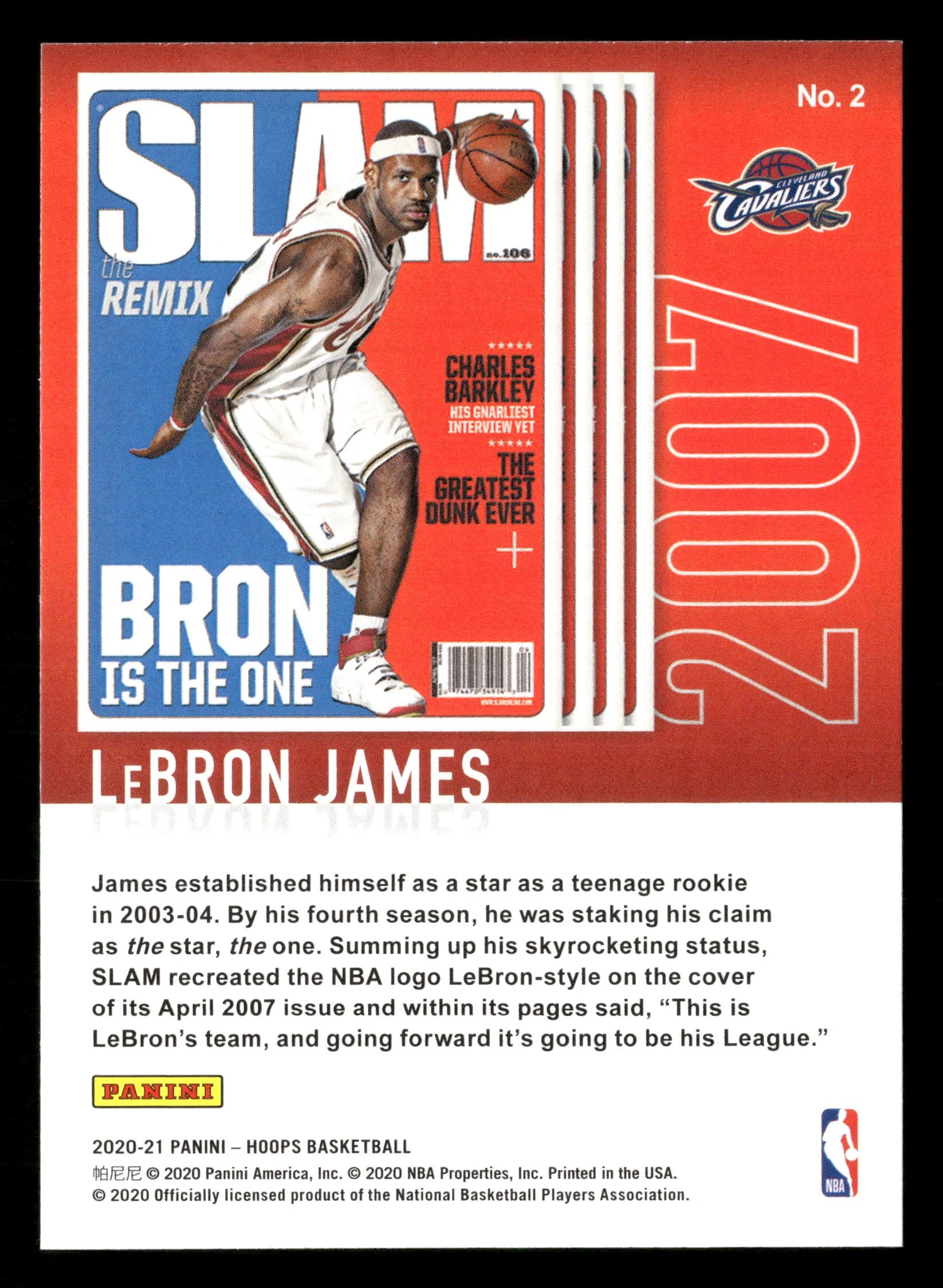 2020-21 Hoops #2 LeBron James Slam - Image 2