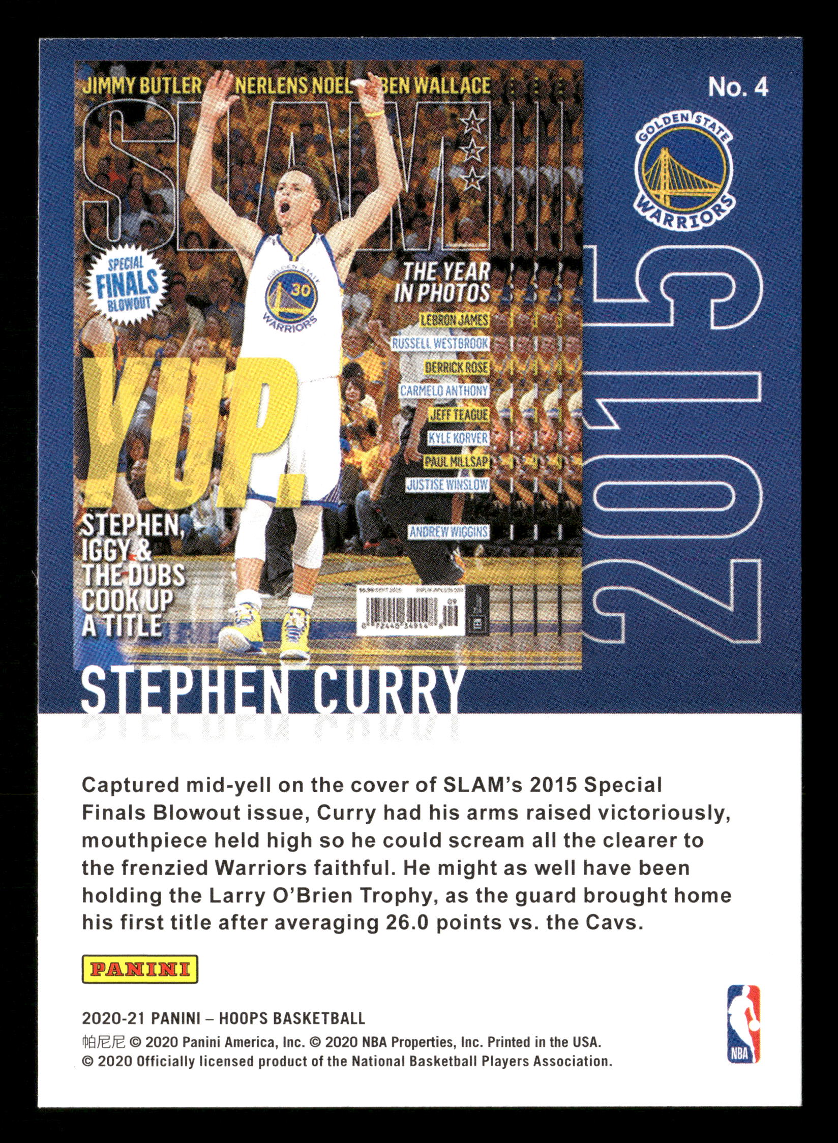 2020-21 Hoops #4 Stephen Curry Slam - Image 2