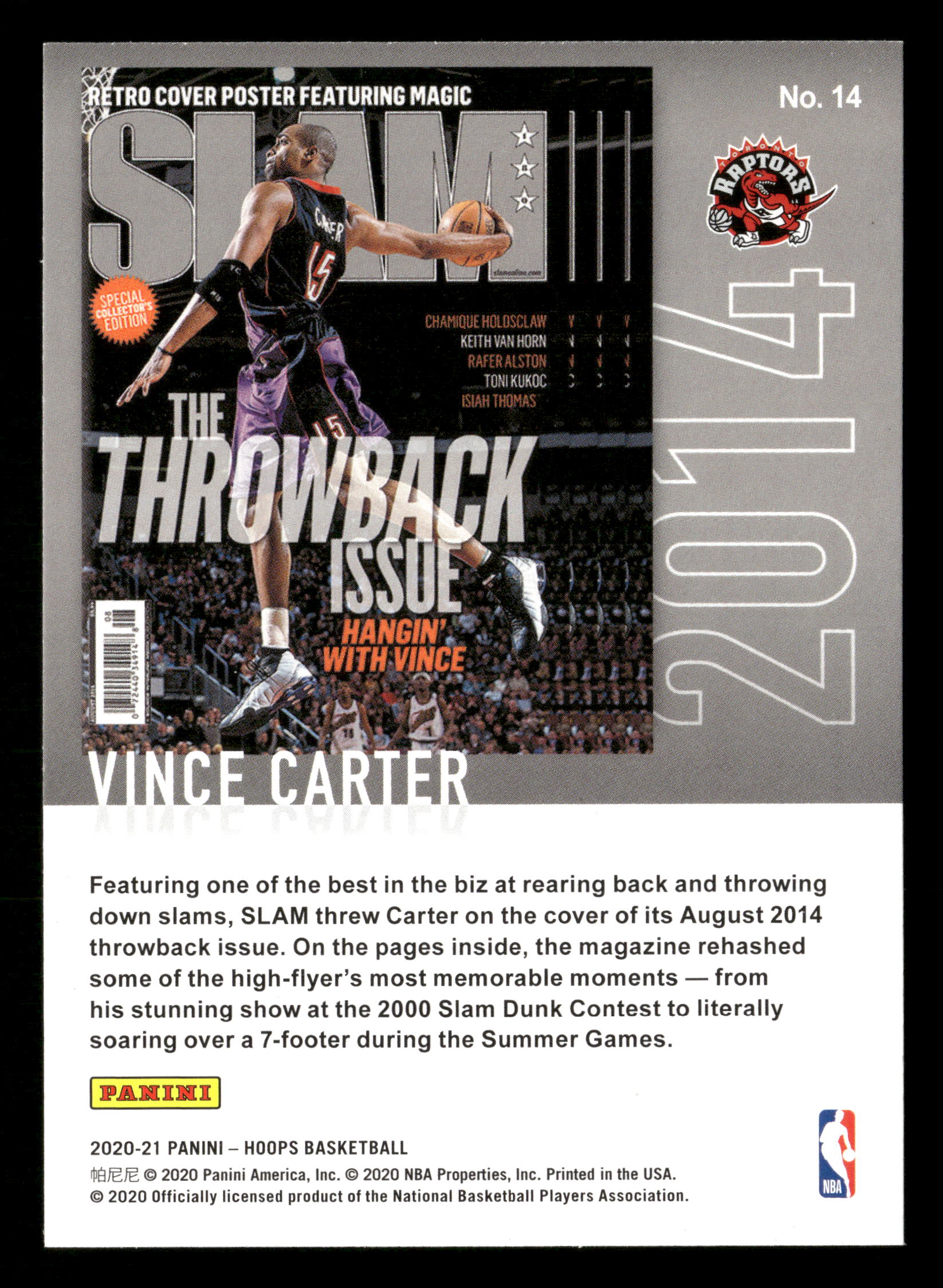 2020-21 Hoops Winter #14 Vince Carter Slam - Image 2