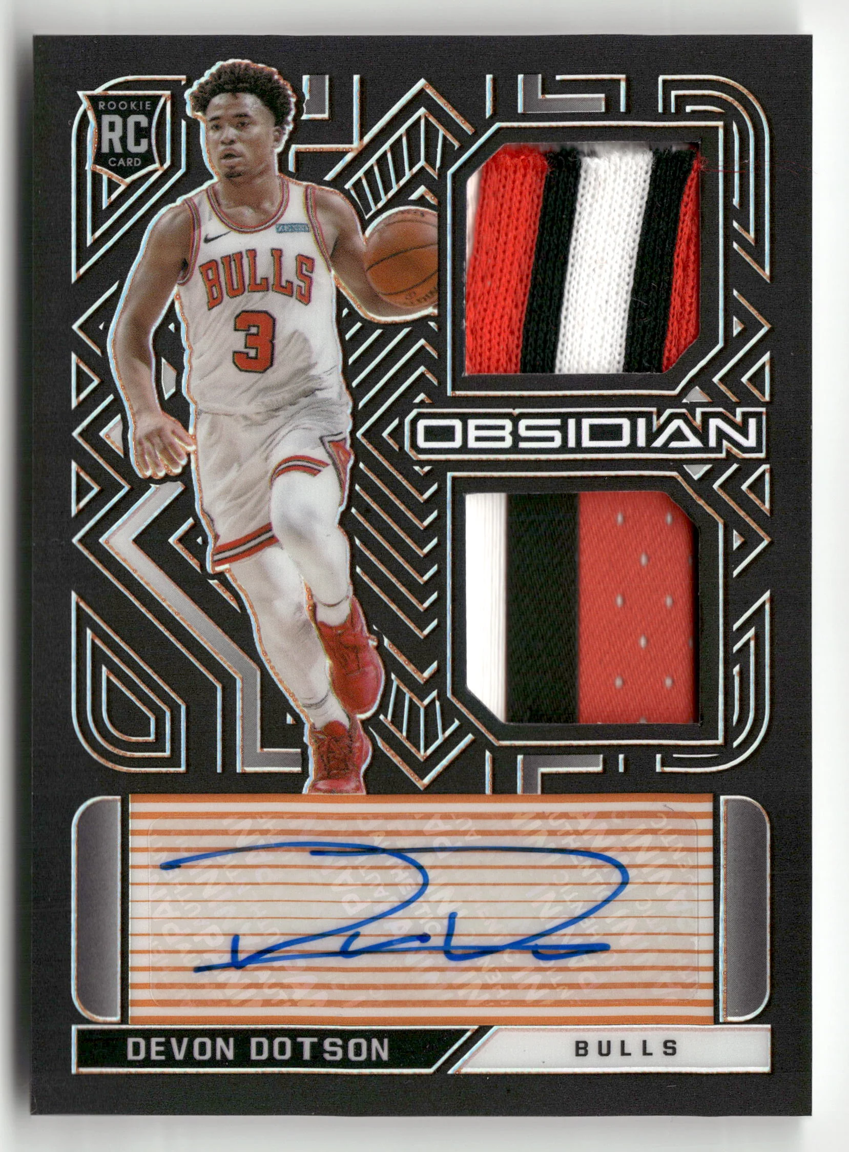 2020-21 Obsidian #RJI-DDO Devon Dotson Rookie Jersey Ink Electric/25