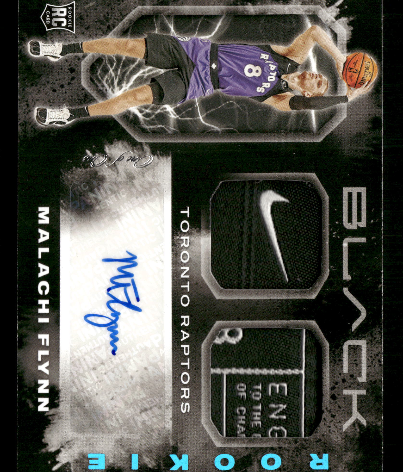 2020-21 Panini Black No.RMA-FLY Malachi Flynn Fractal #/1 Dual Patch Auto RPA