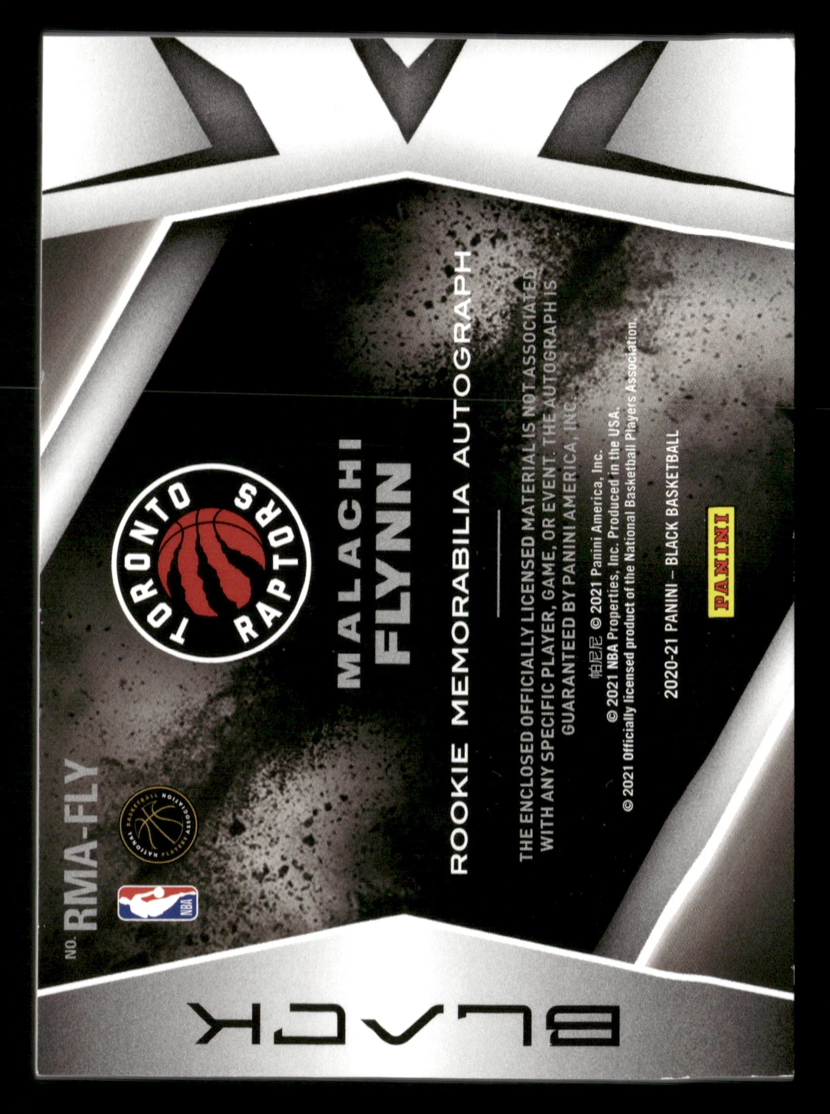 2020-21 Panini Black No.RMA-FLY Malachi Flynn Fractal #/1 Dual Patch Auto RPA - Image 2