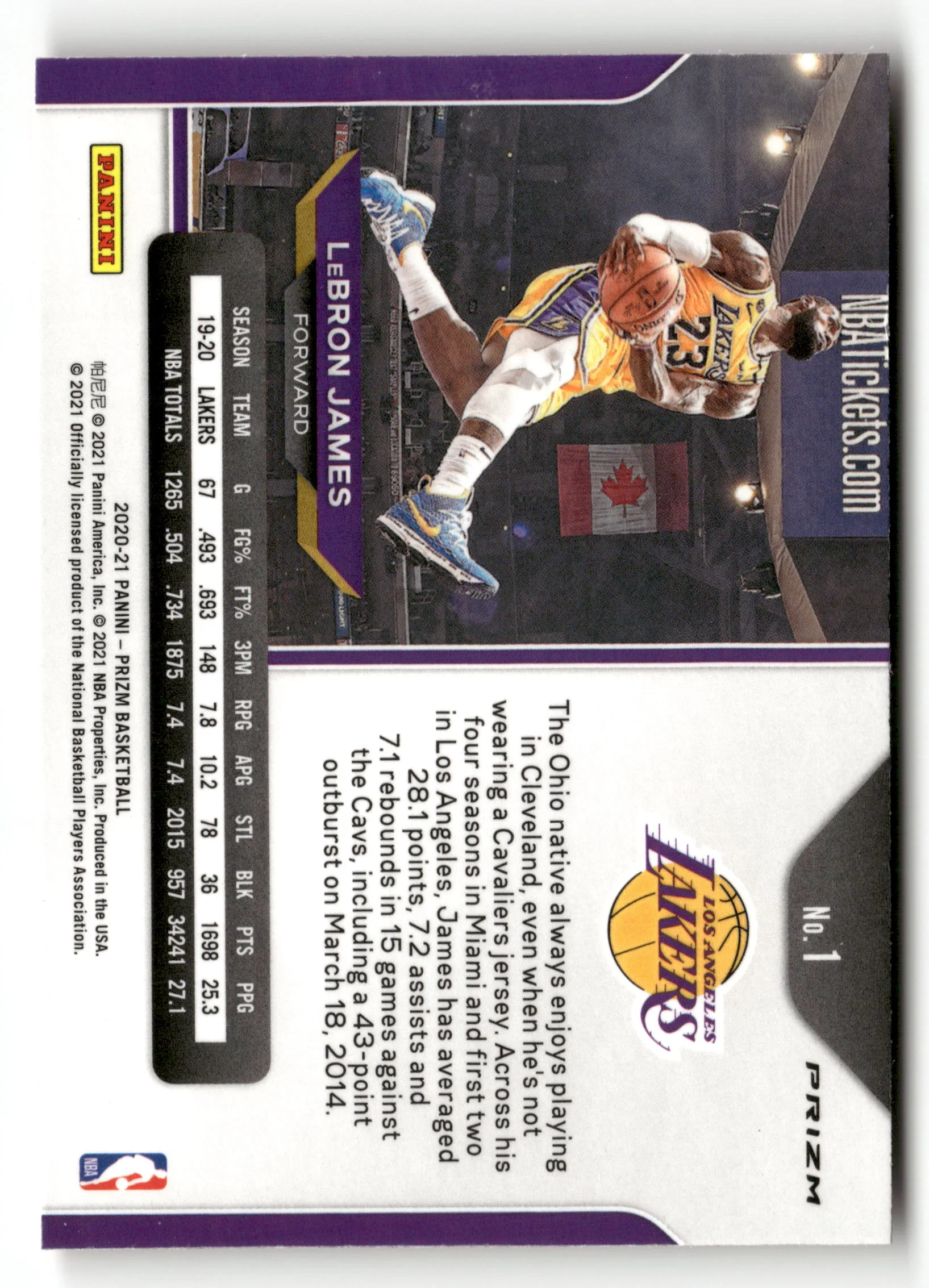 2020-21 Panini Prizm #1 LeBron James Ruby Wave Prizms - Image 2