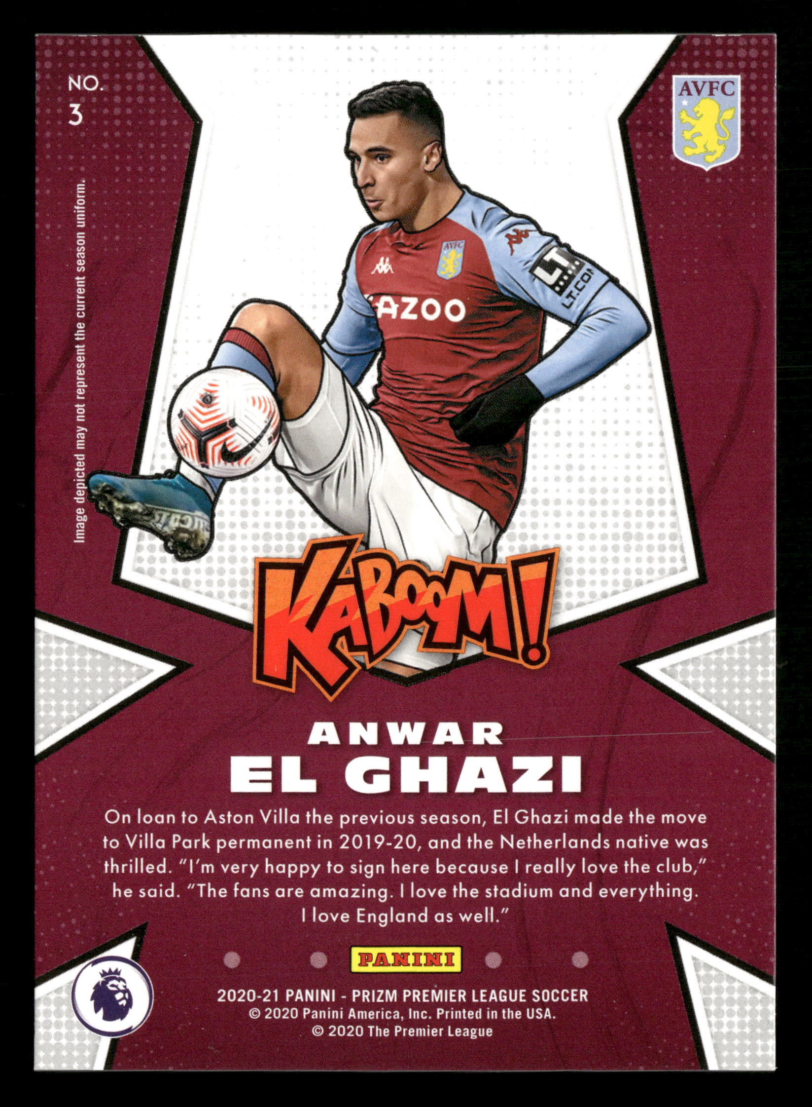2020-21 Panini Prizm Premier League #3 Anwar El Ghazi Kaboom - Image 2