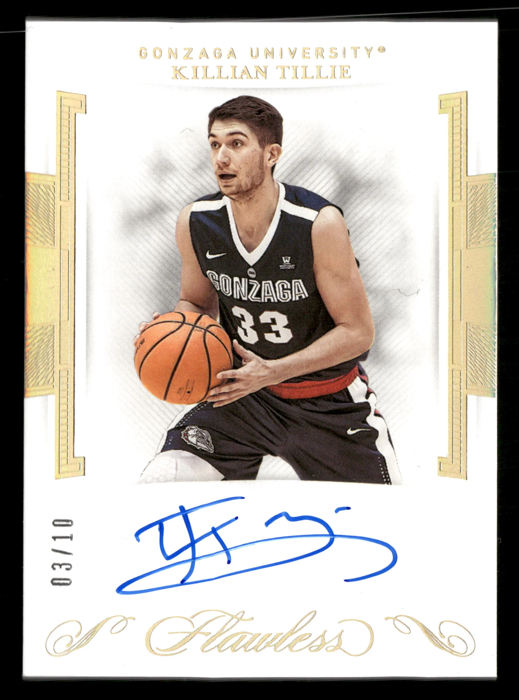 2020 Flawless Collegiate #RA-KT Killian Tillie Rookie Autographs Gold #/10