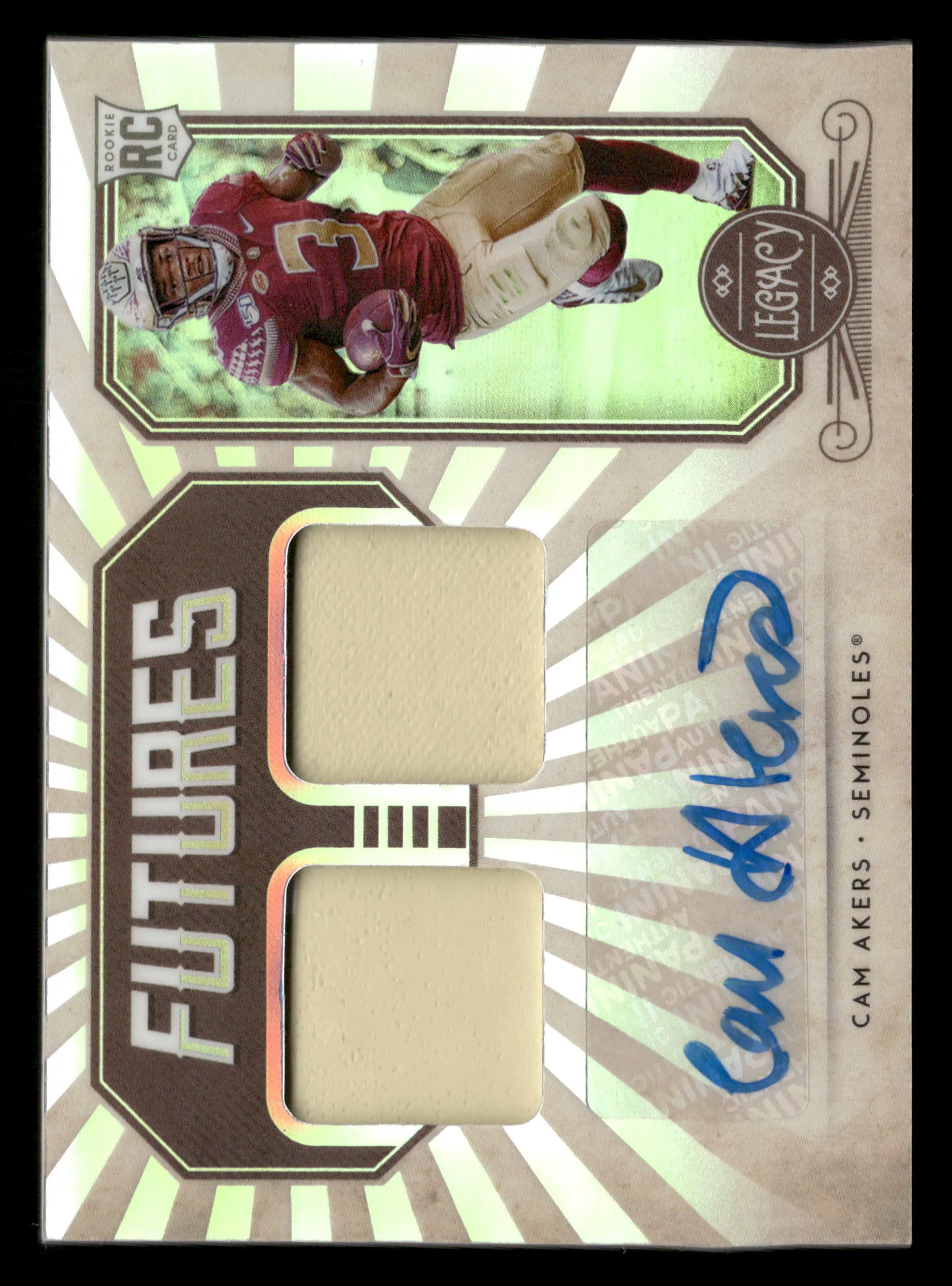 2020 Legacy #FD-CA Cam Akers Futures Dual Patch Auto RC #/299
