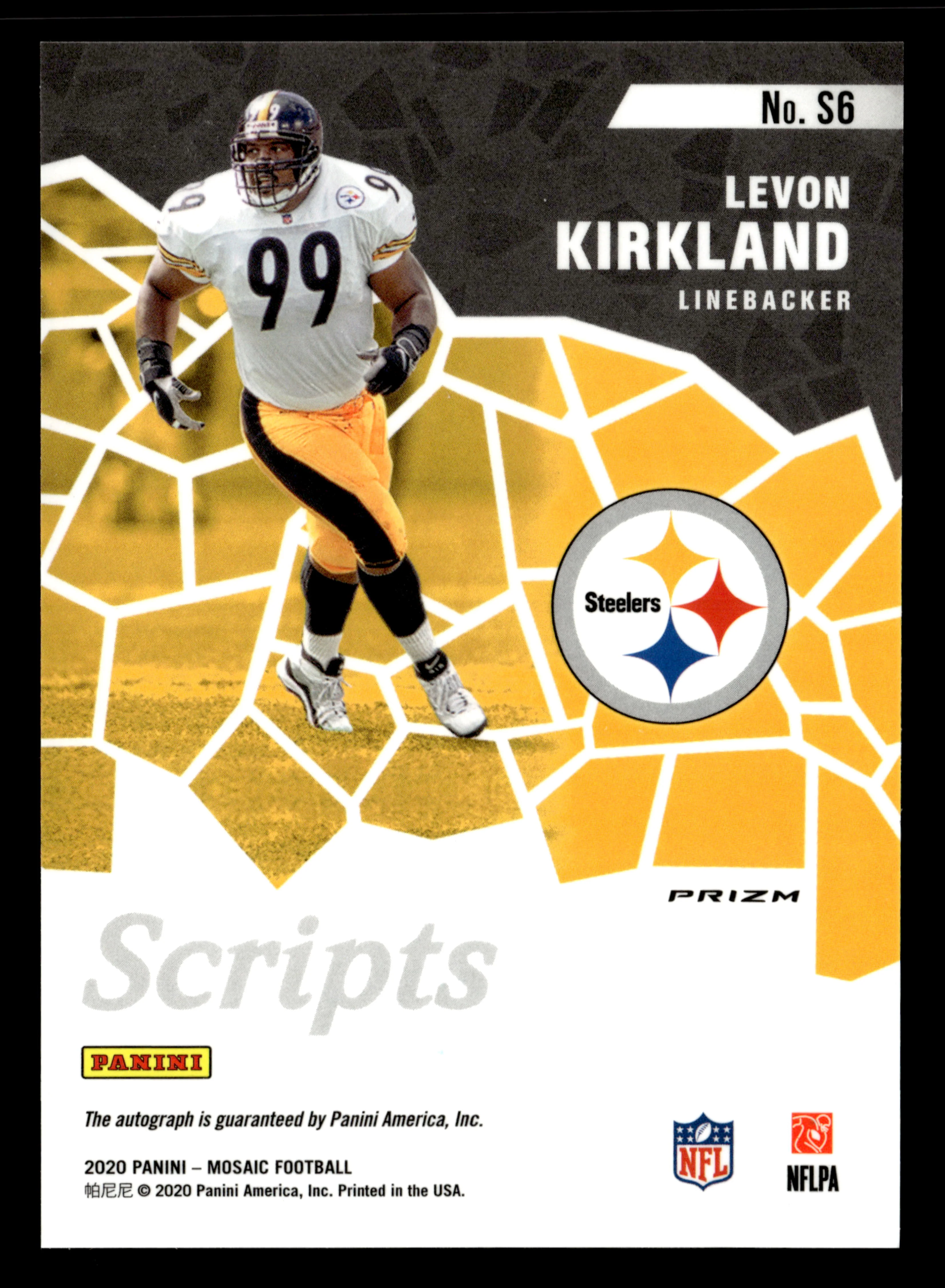 2020 Panini Mosaic #S6 Levon Kirkland Scripts Autograph - Image 2