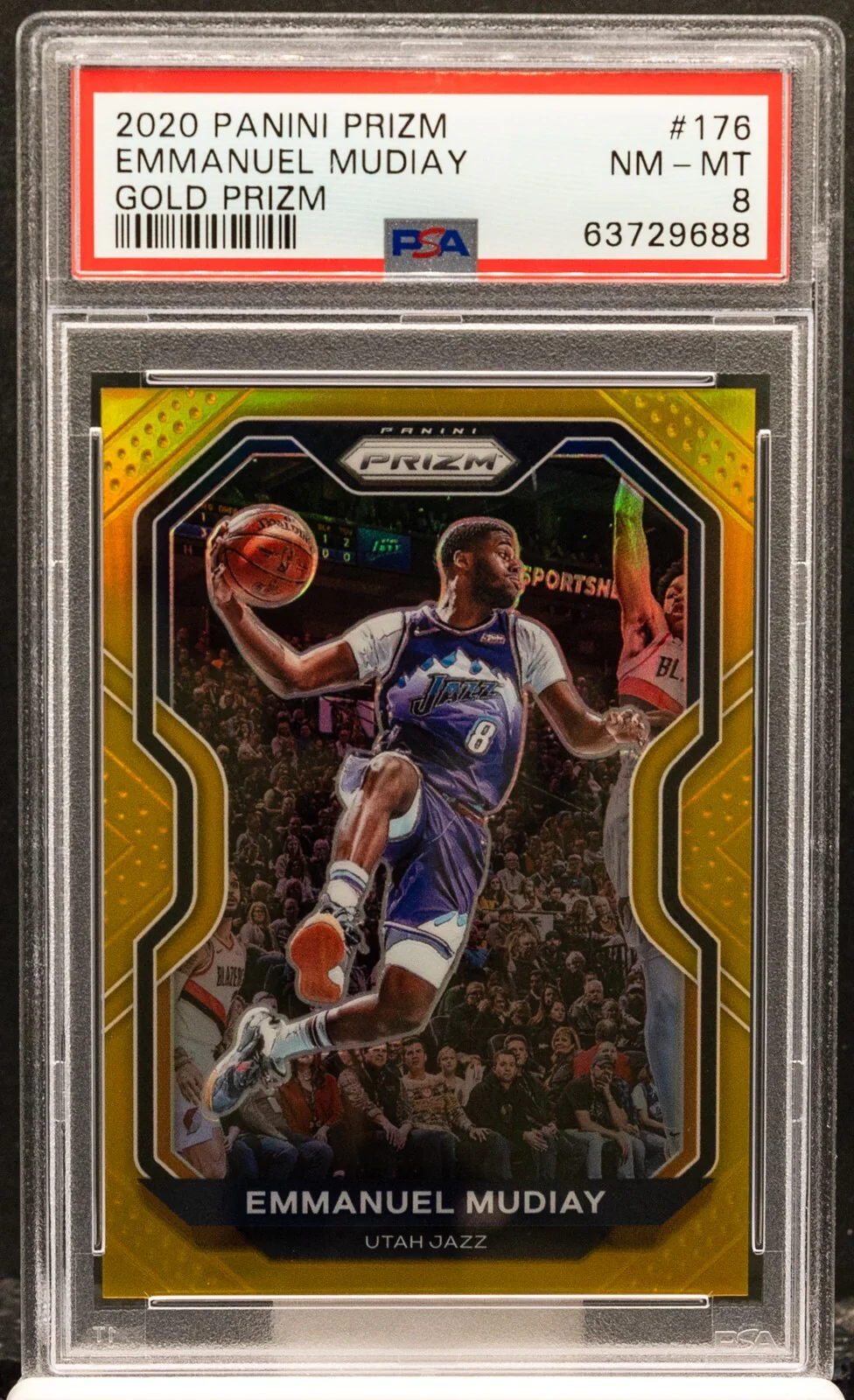 2020 Panini Prizm #176 Emmanuel Mudiay Gold Prizm 01/10 PSA 8