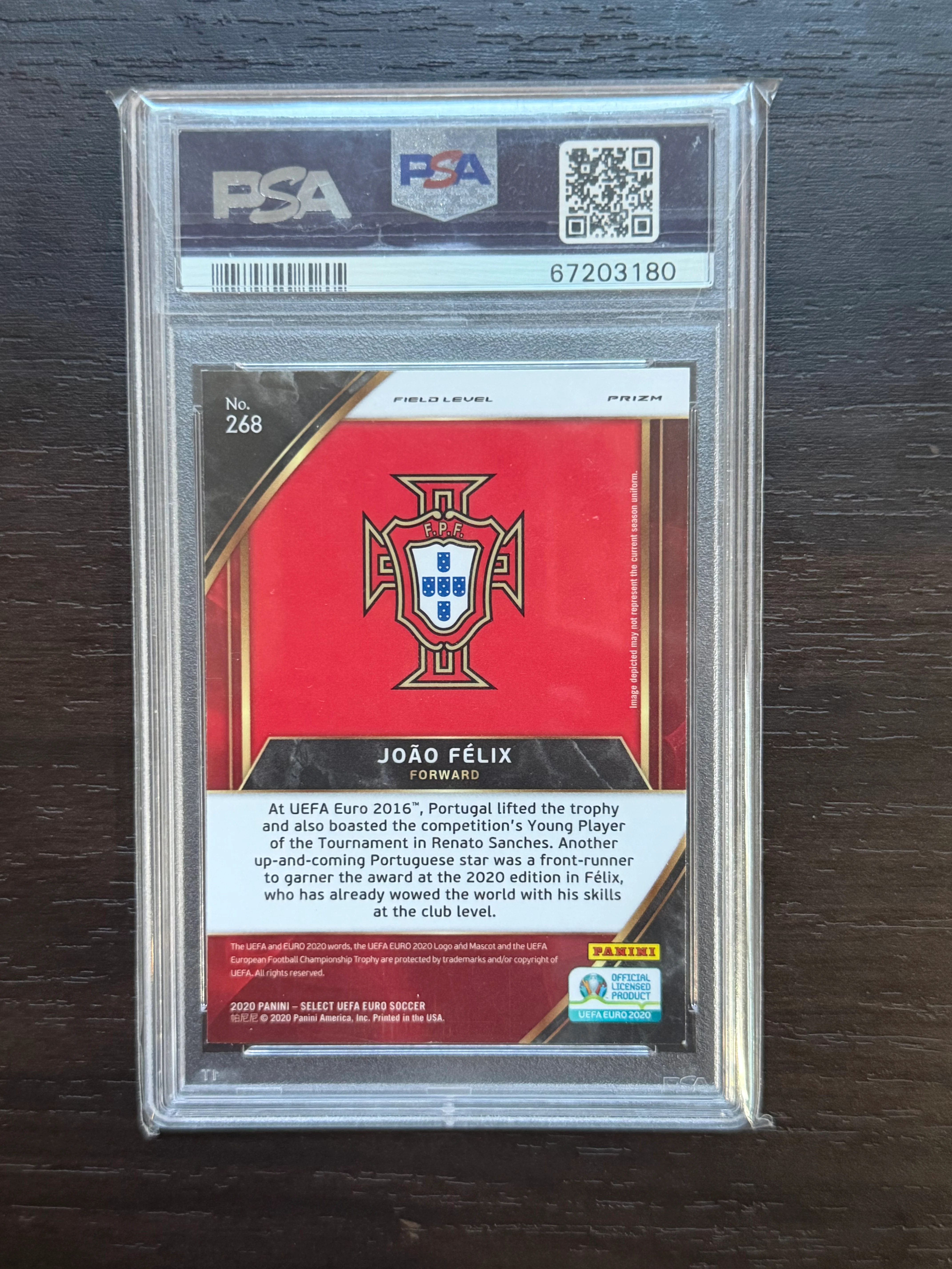 2020 Panini Select Uefa Euro #268 Joao Felix Sp-Tri-Color Prizm PSA 9 - Image 2